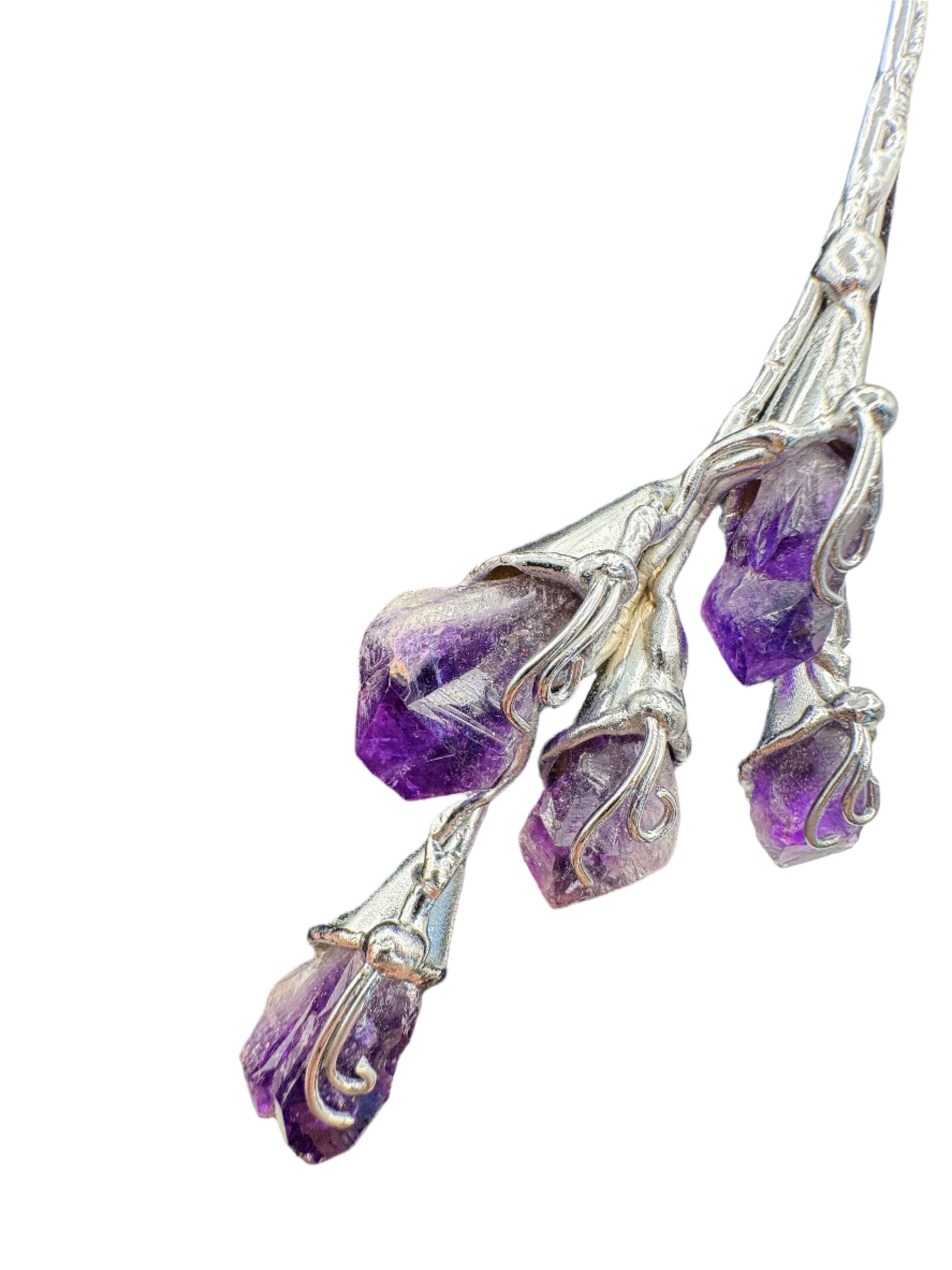 Silver Plated & Amethyst Bar Necklace 1990s
