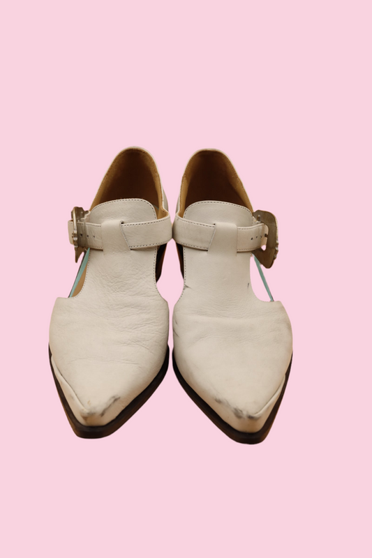 Fluevog Cream Suede Booties W 10 Y2K