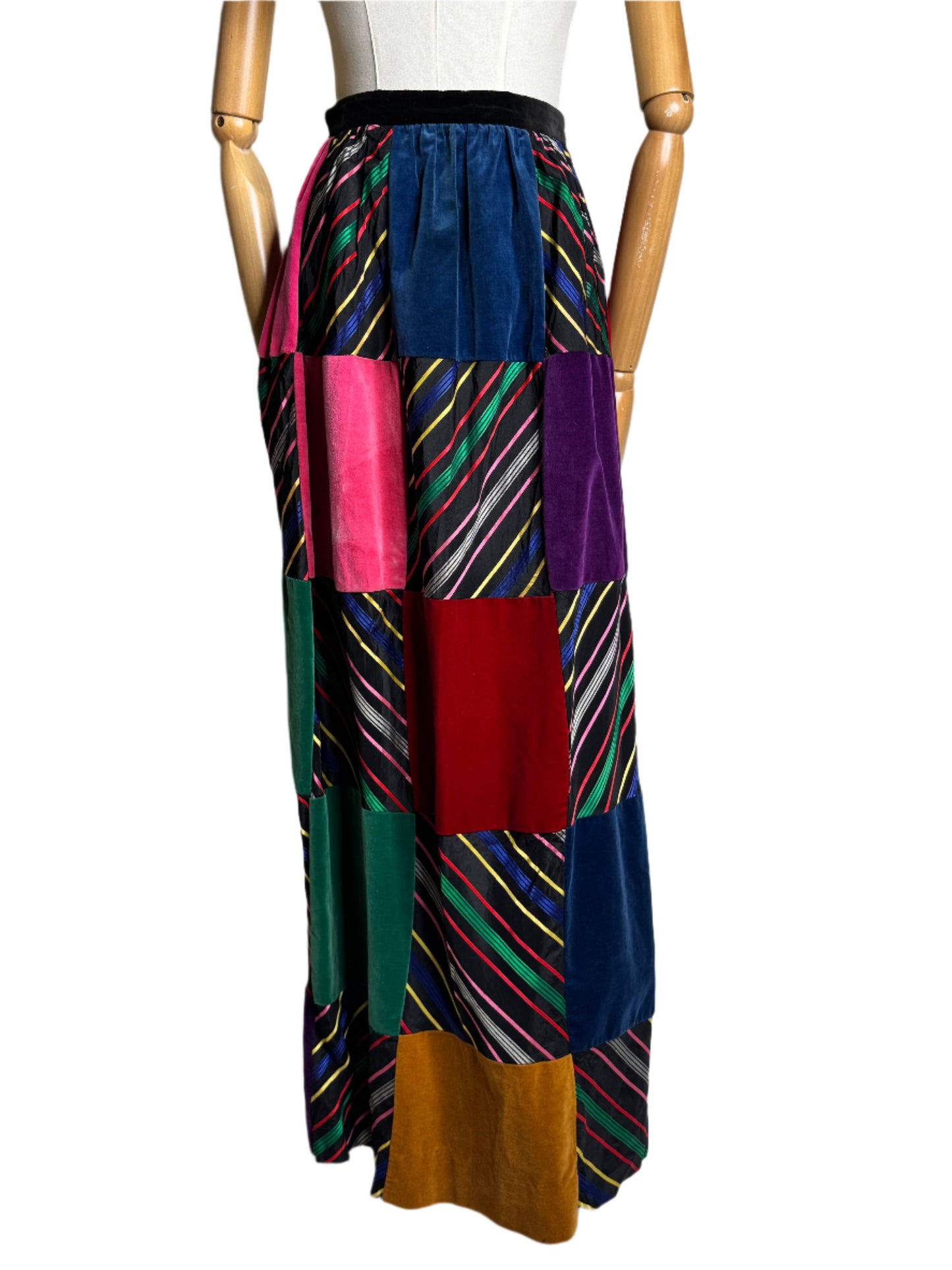 Patchwork Velvet Maxi Skirt 1960s