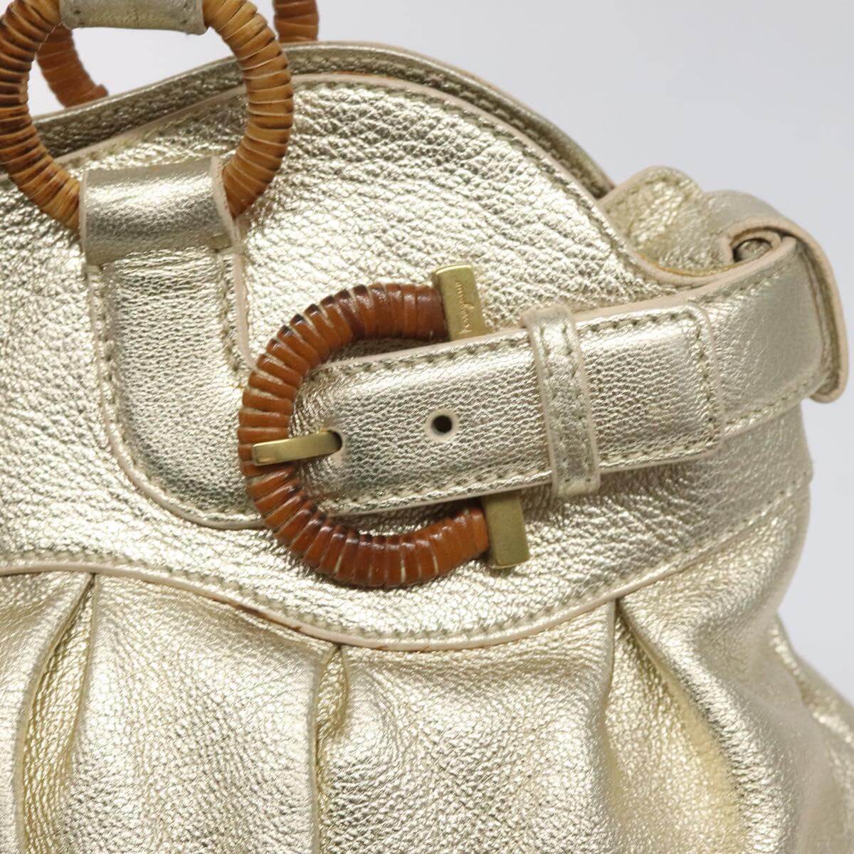 Ferragamo Gancini Gold Leather Shoulder Bag 2000s