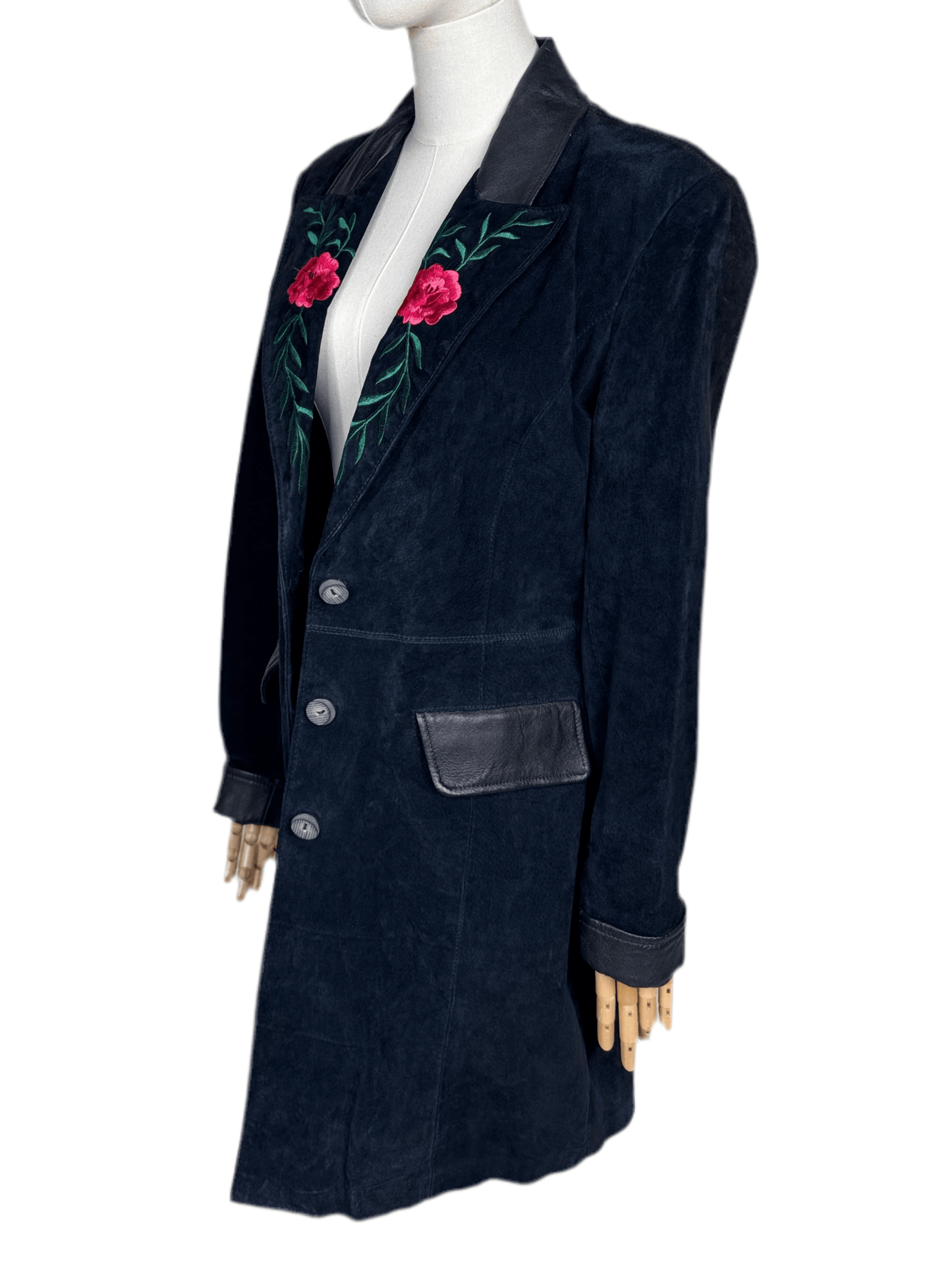 Margaret Godfrey, Black Suede Coat w/ Embroidery