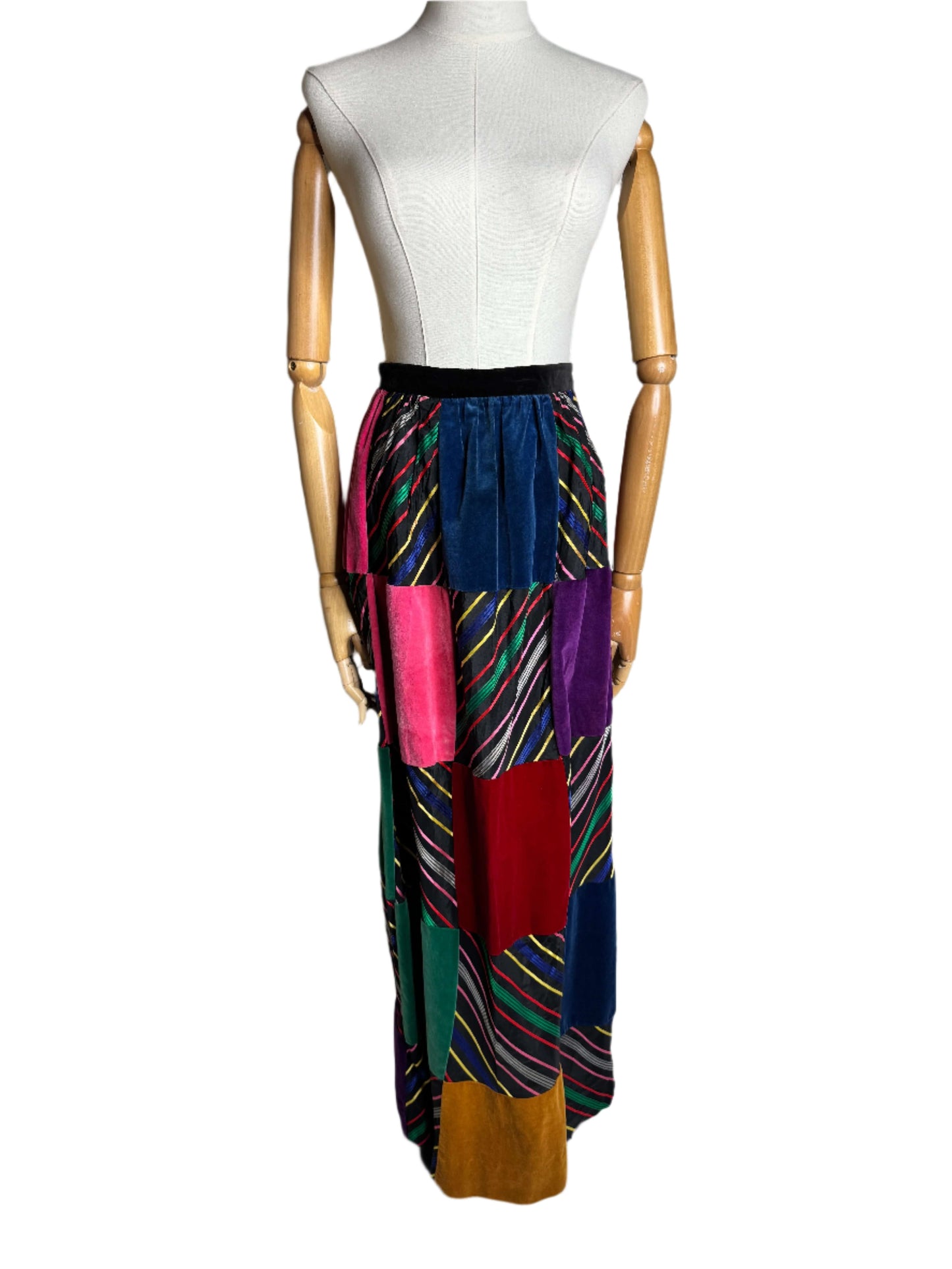 Patchwork Velvet Maxi Skirt 1960s