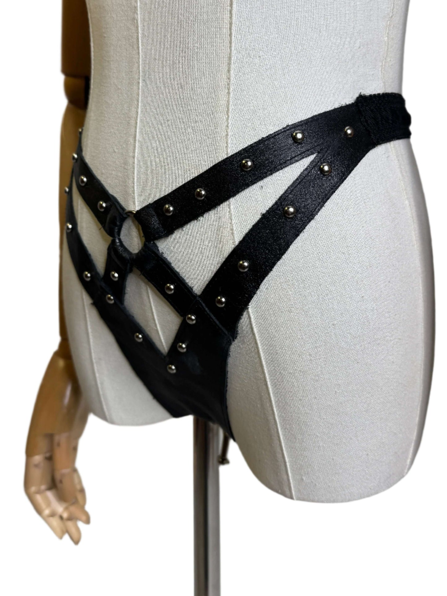 Leather Cut Out Studded Panties