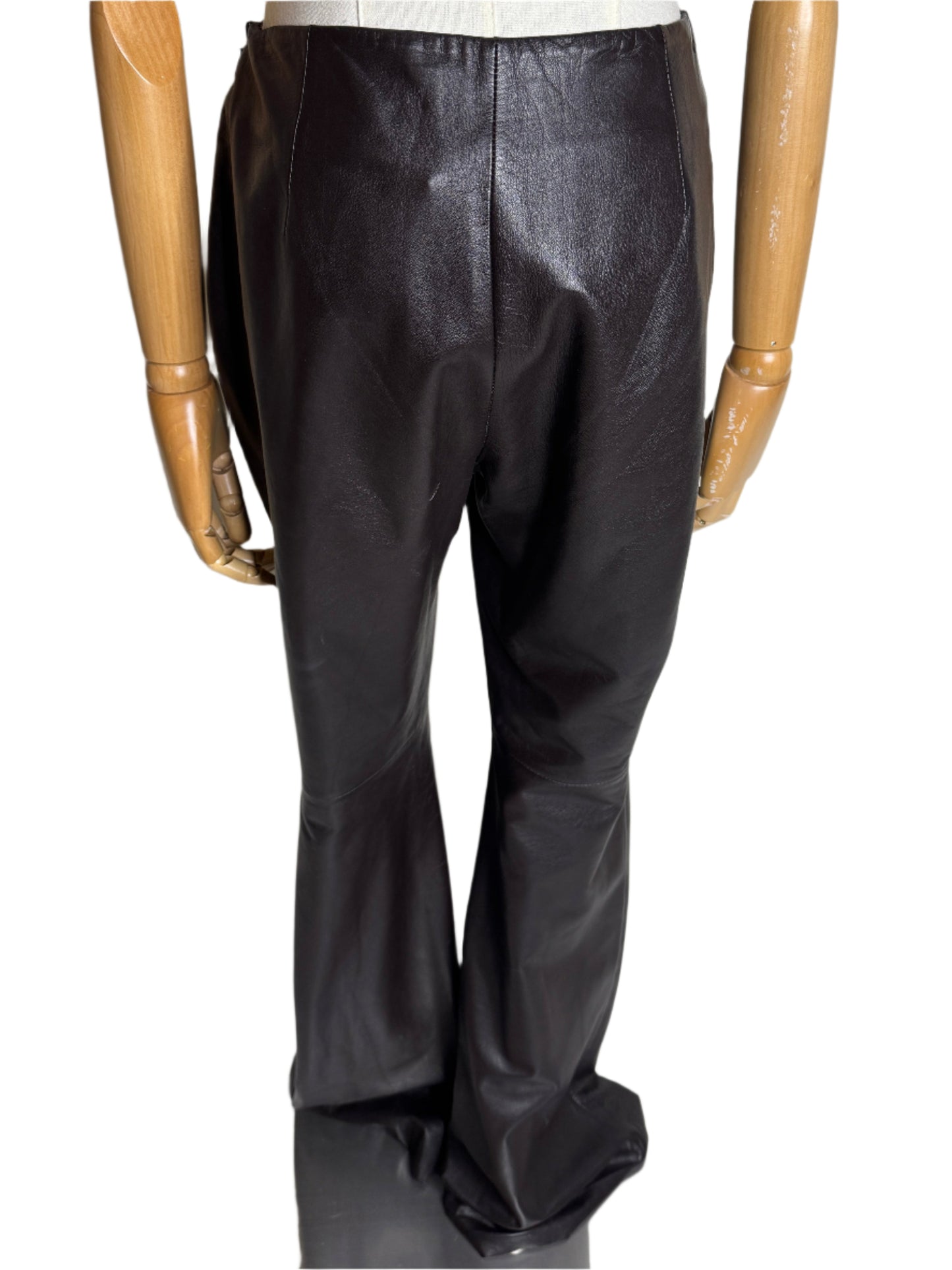 Ann Taylor, Dark Brown Paneled Leather Pants 1990s