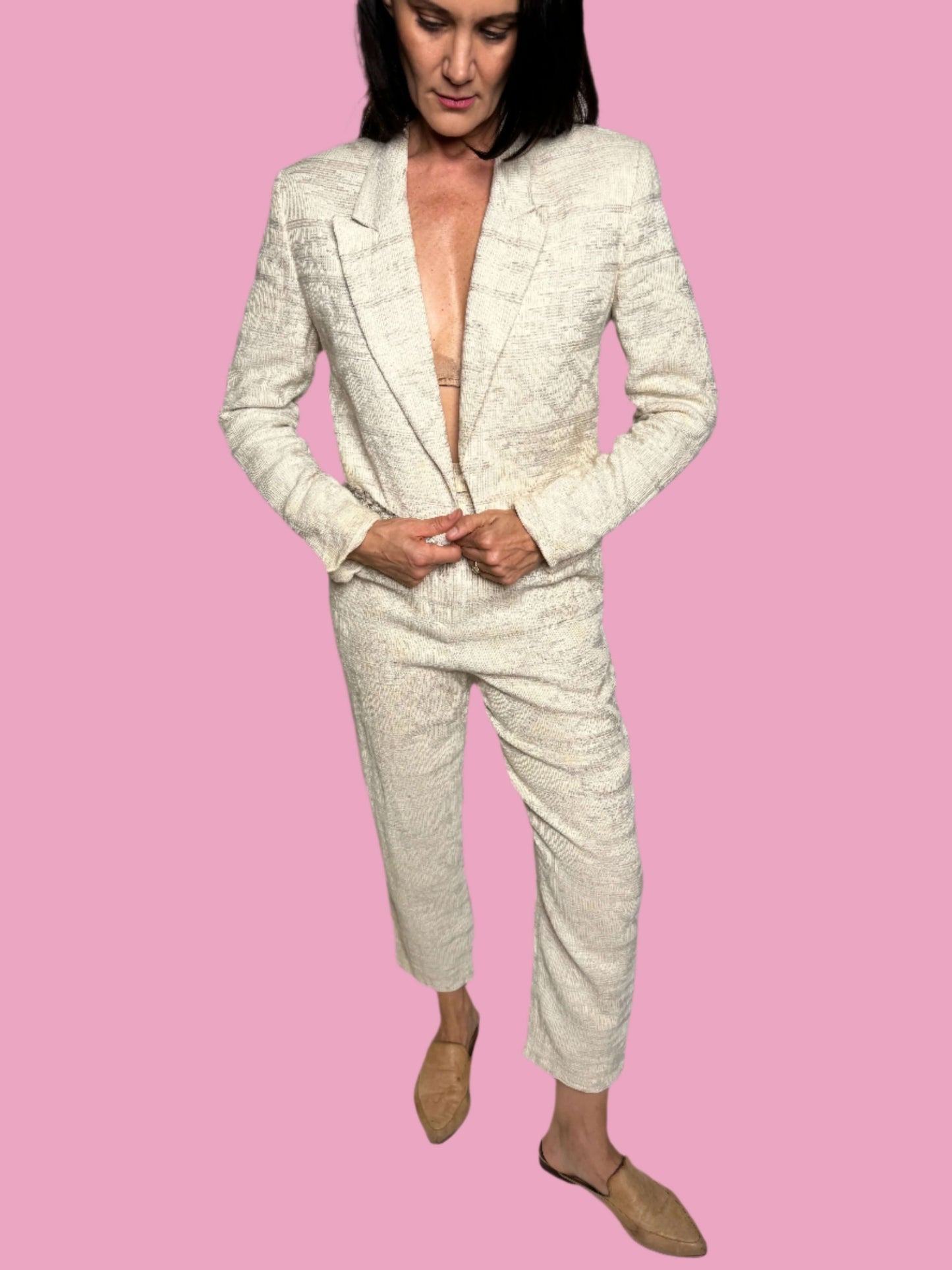 Christian Dior, White Jacket & Pant Suit Set 1980s