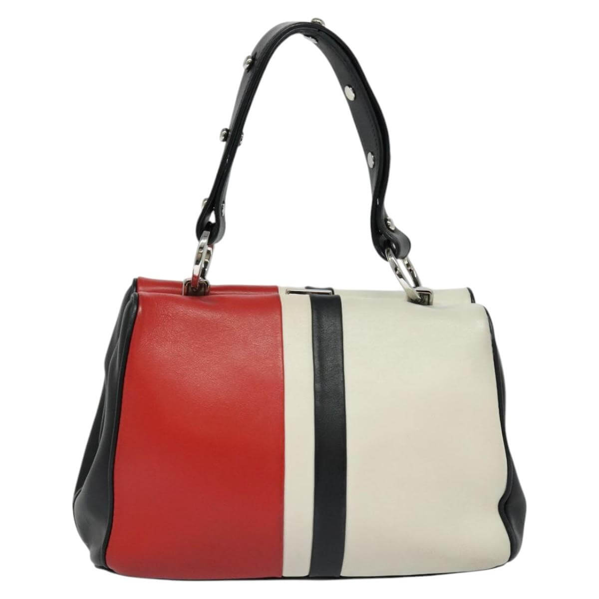 Prada Color Block Leather Handbag Studded 1990s