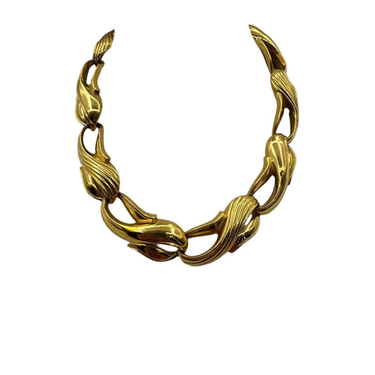 Givenchy, Gold S Swirled Link Necklace 1980s
