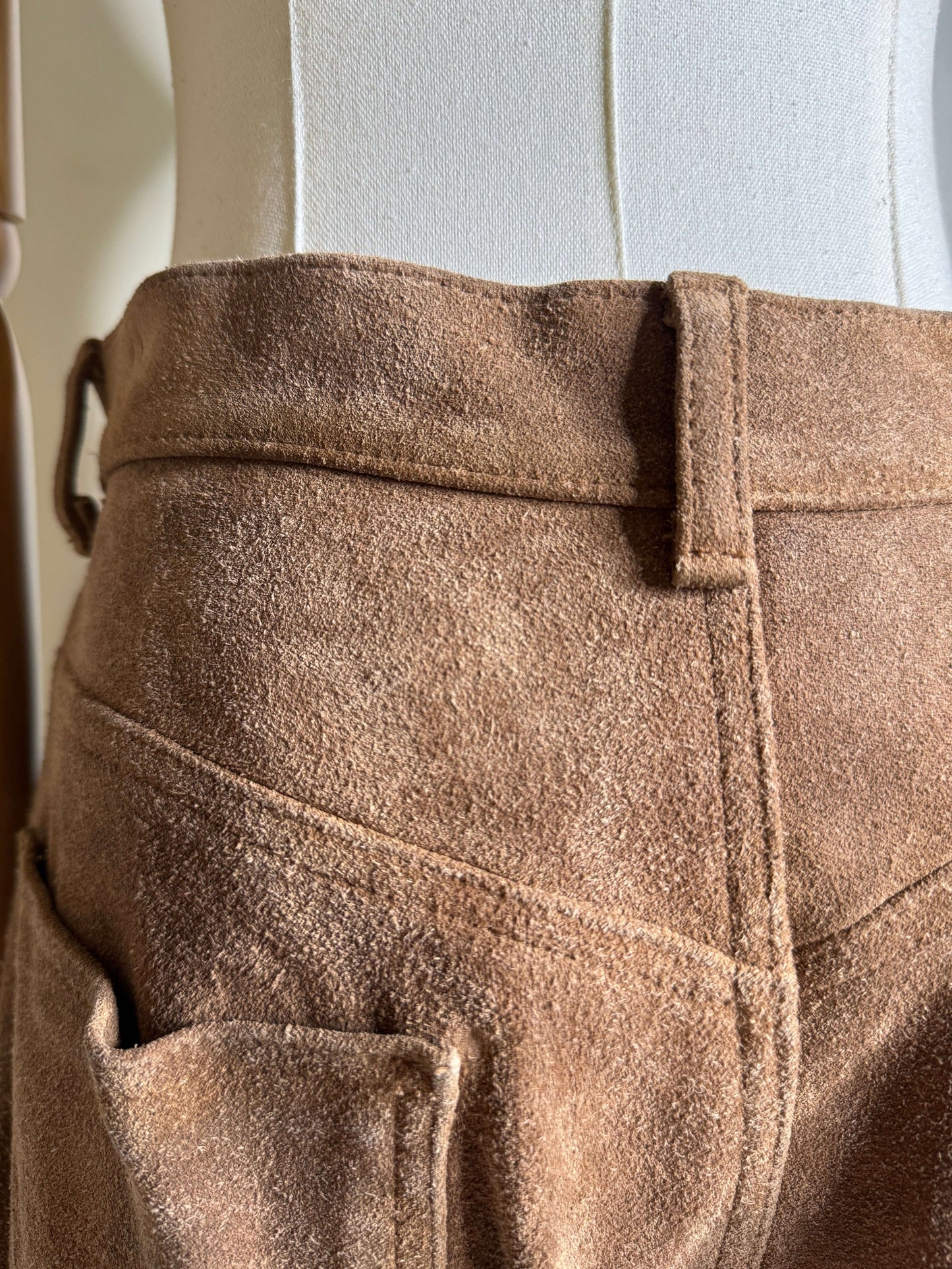 Ralph Lauren Brown Leather Suede Pants 1980s
