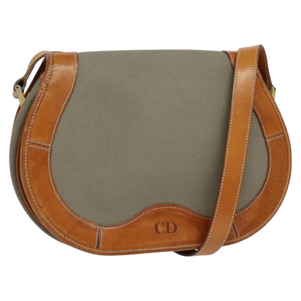 Christian Dior Canvas & Leather Crossbody Purse 1980s