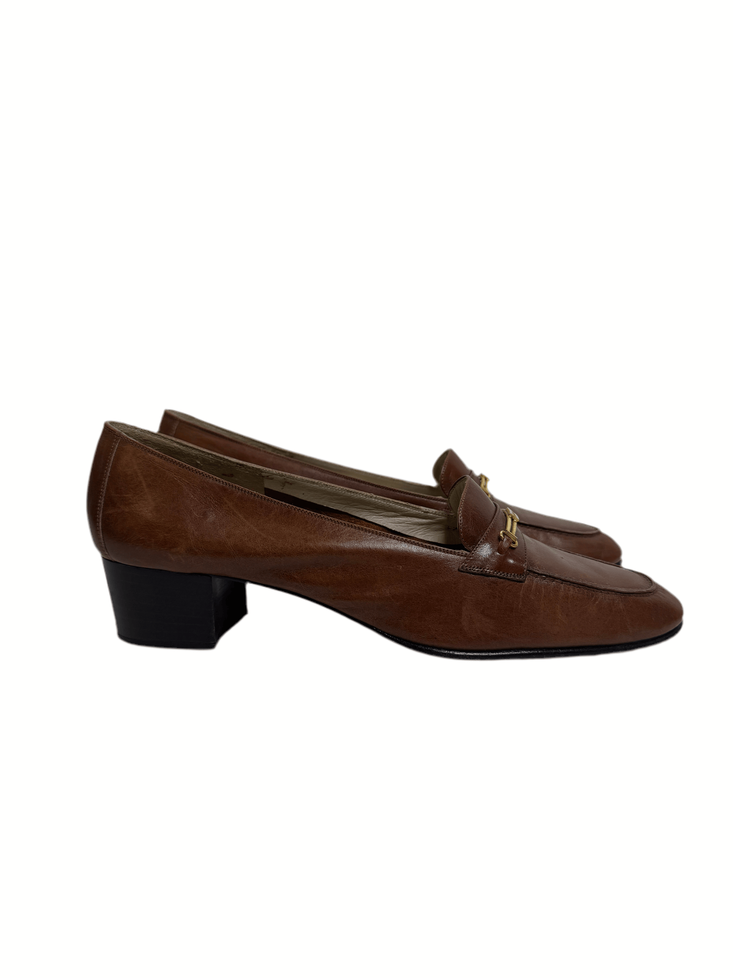 Ferragamo Brown Leather Heels 70s