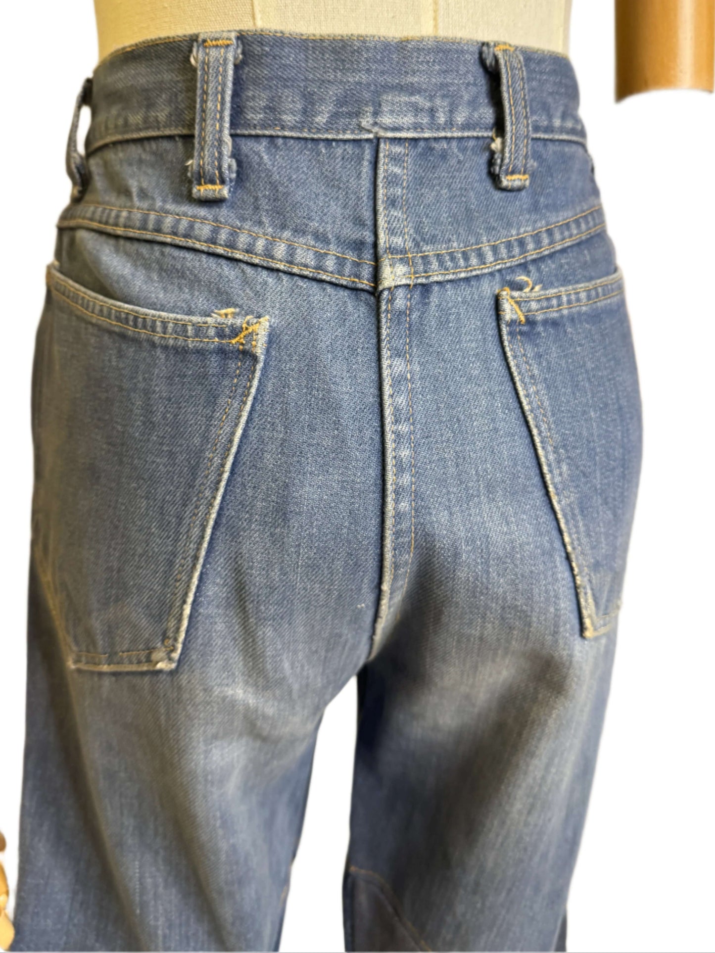 Jane Birkin Pieced Denim Bell Bottom Jeans 1970s