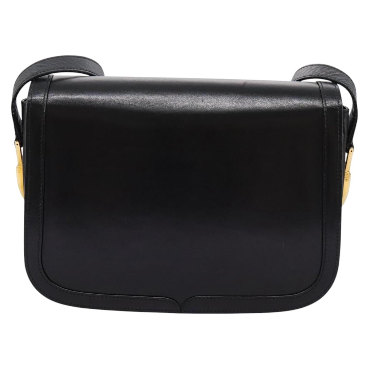 Gucci Black Leather Shoulder Bag 1970s