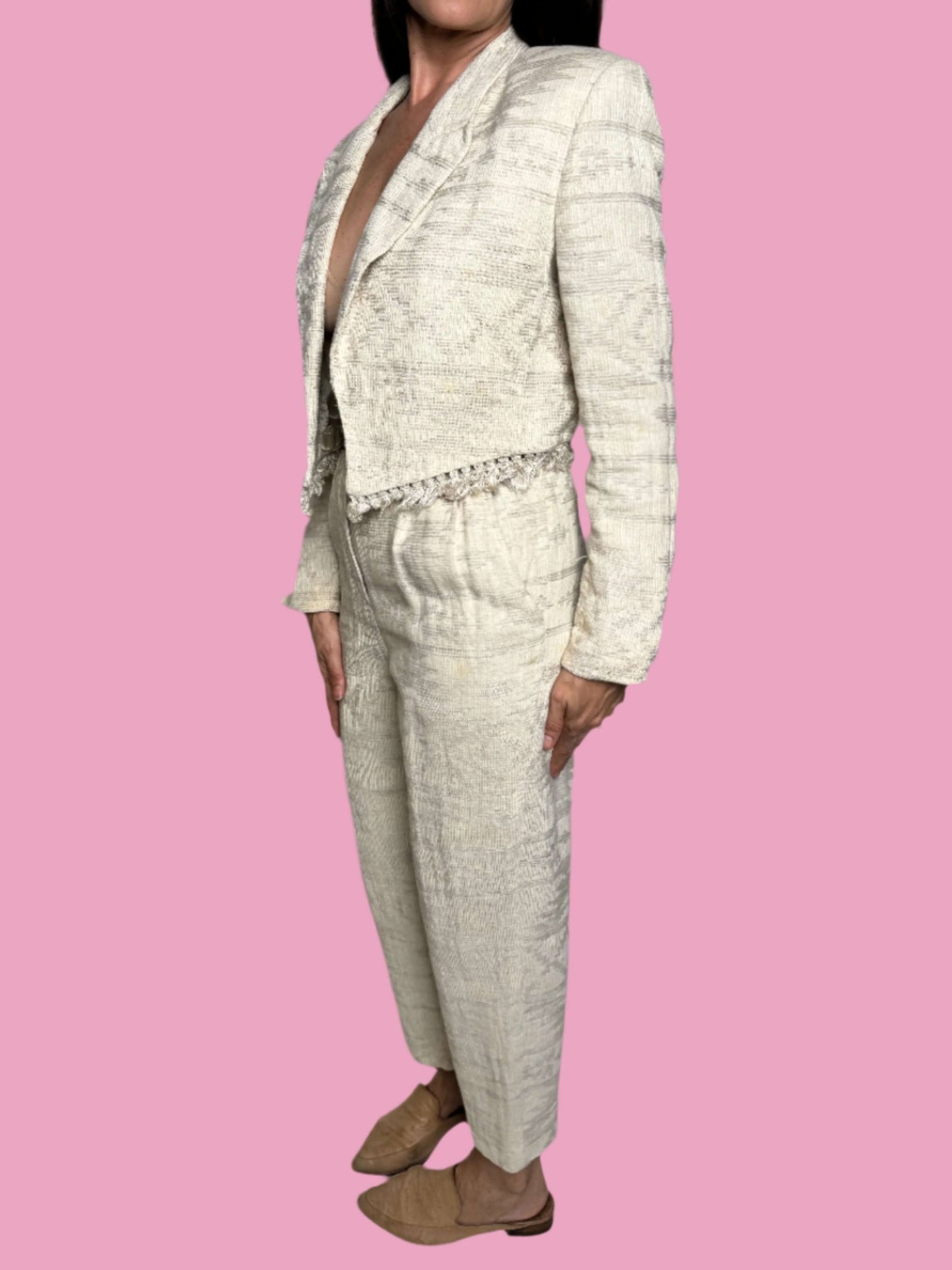 Christian Dior, White Jacket & Pant Suit Set 1980s