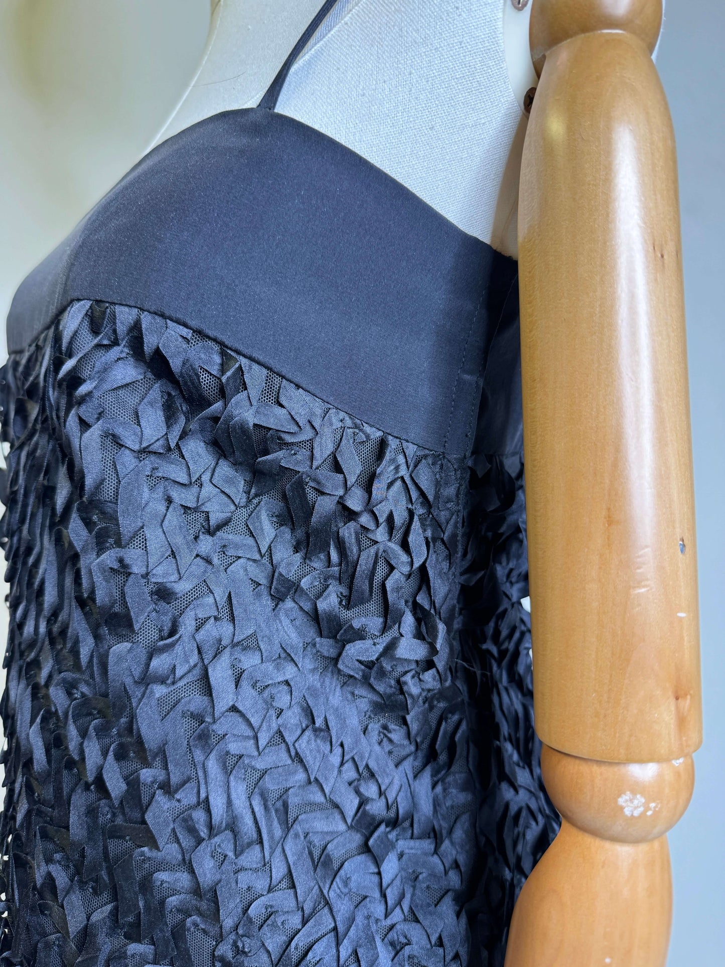 Calvin Klein Collection, Black Silk Tank w/ Ribbon Panel 2001