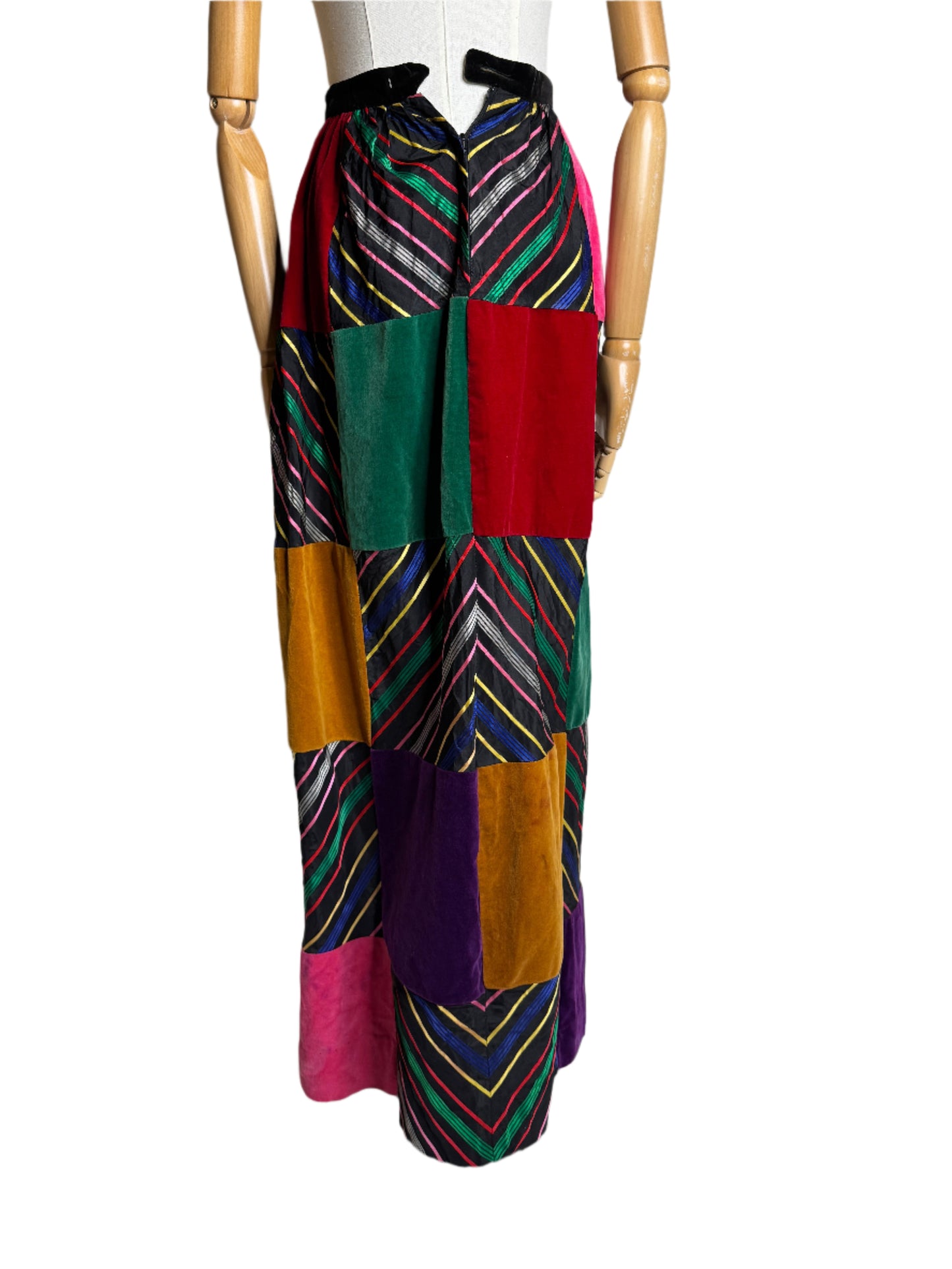 Patchwork Velvet Maxi Skirt 1960s