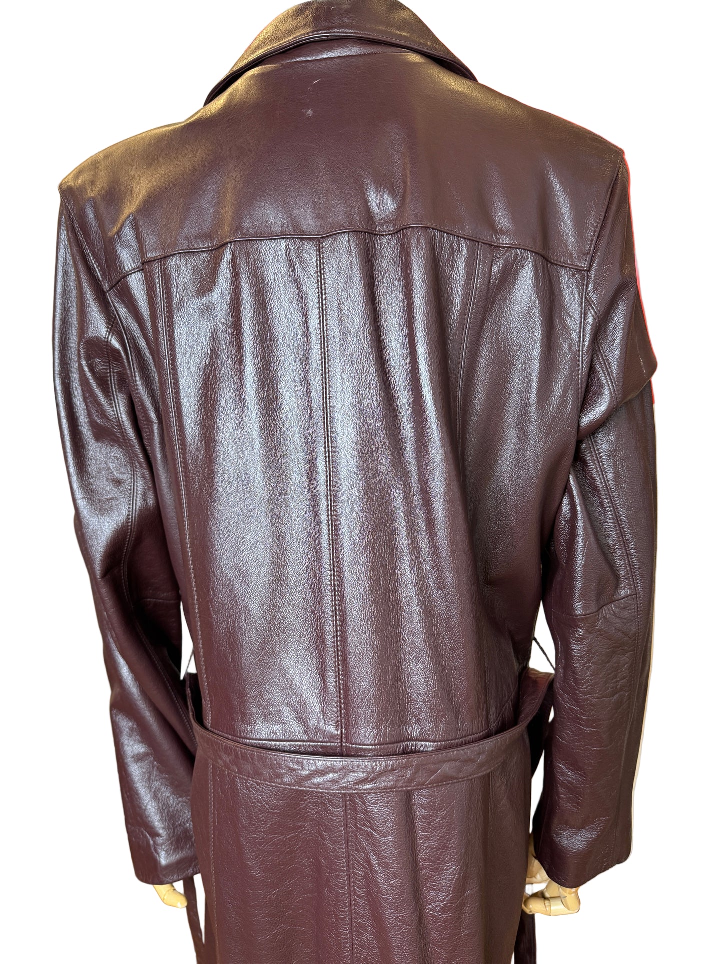 1990s Wilsons Leather Burgundy & Brown Trench