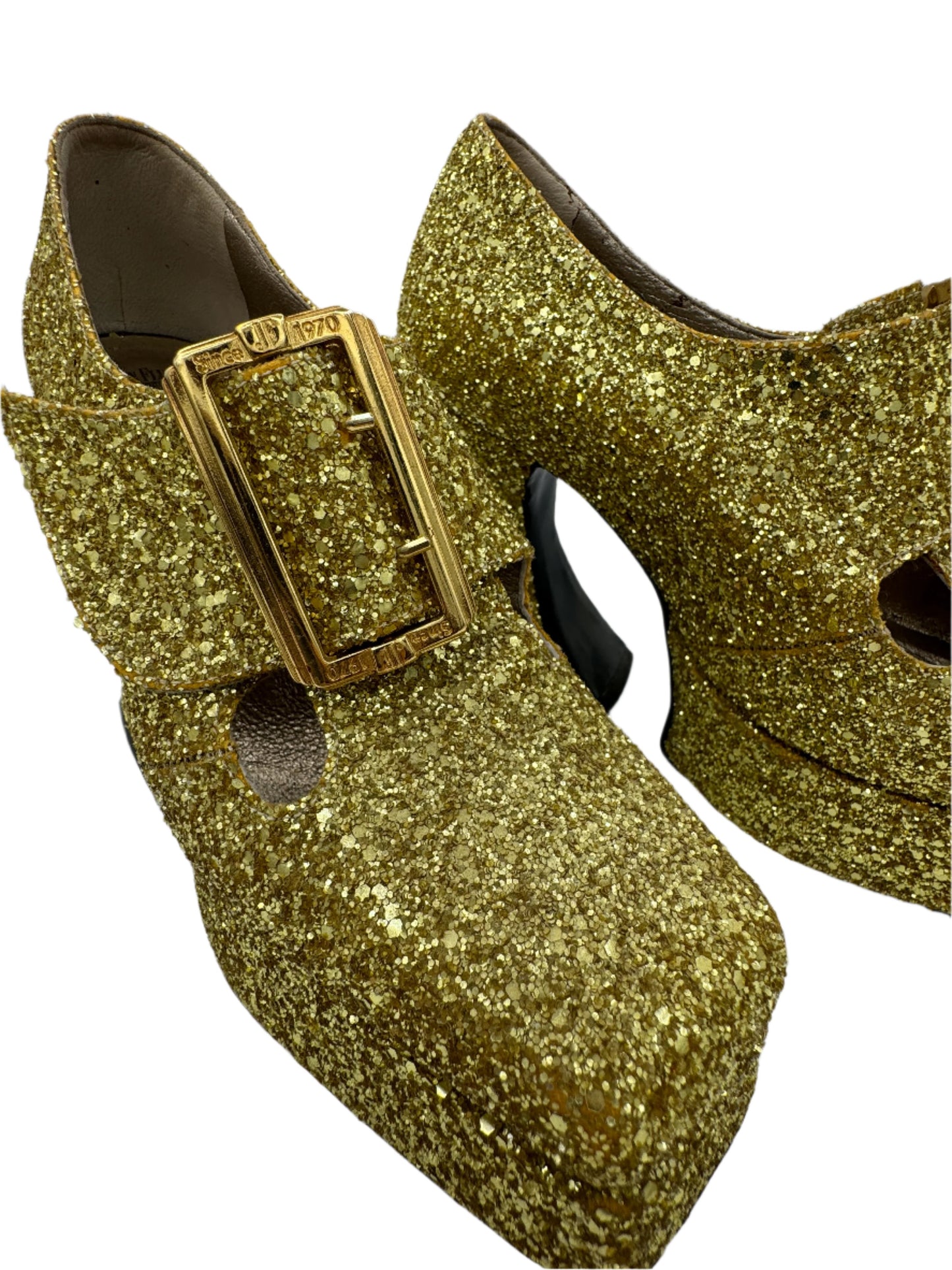 Fluevog Gold Mega Munster Platform Heel W 10