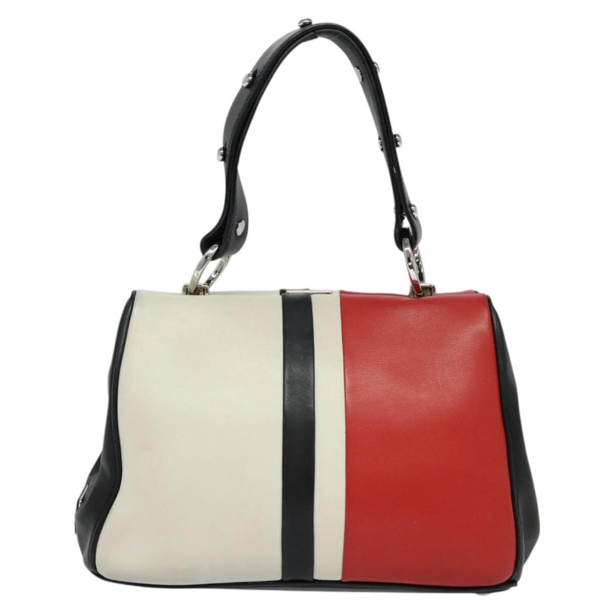 Prada Color Block Leather Handbag Studded 1990s