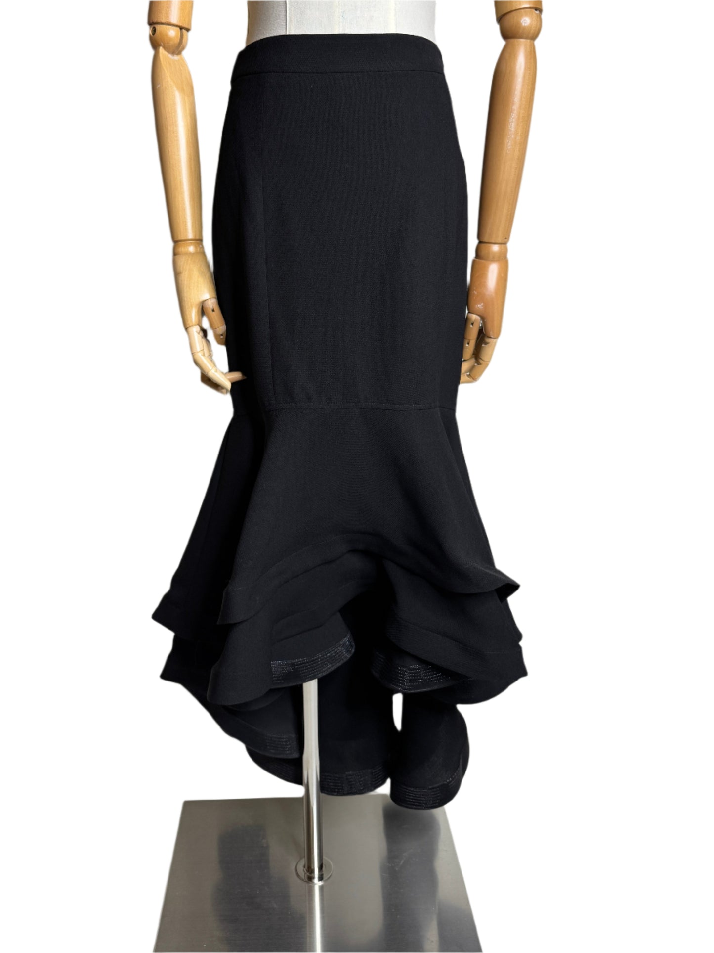 Gracia, Black Evening Skirt w/ Ruffled Hemline 2000s