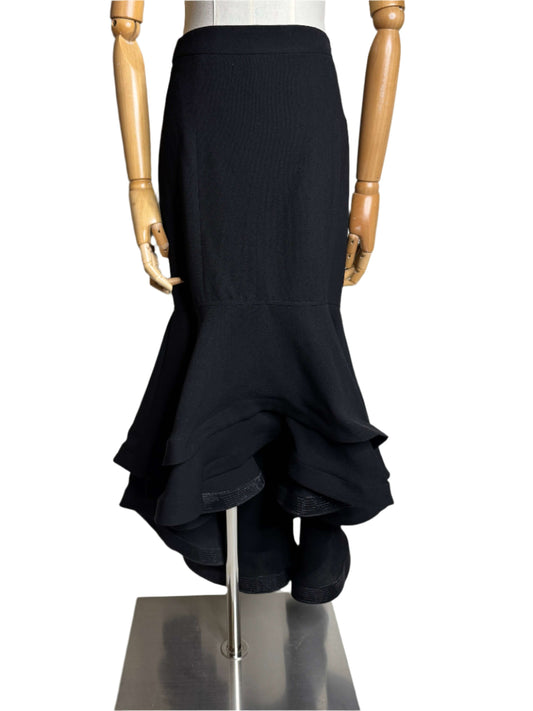 Gracia, Black Evening Skirt w/ Ruffled Hemline 2000s
