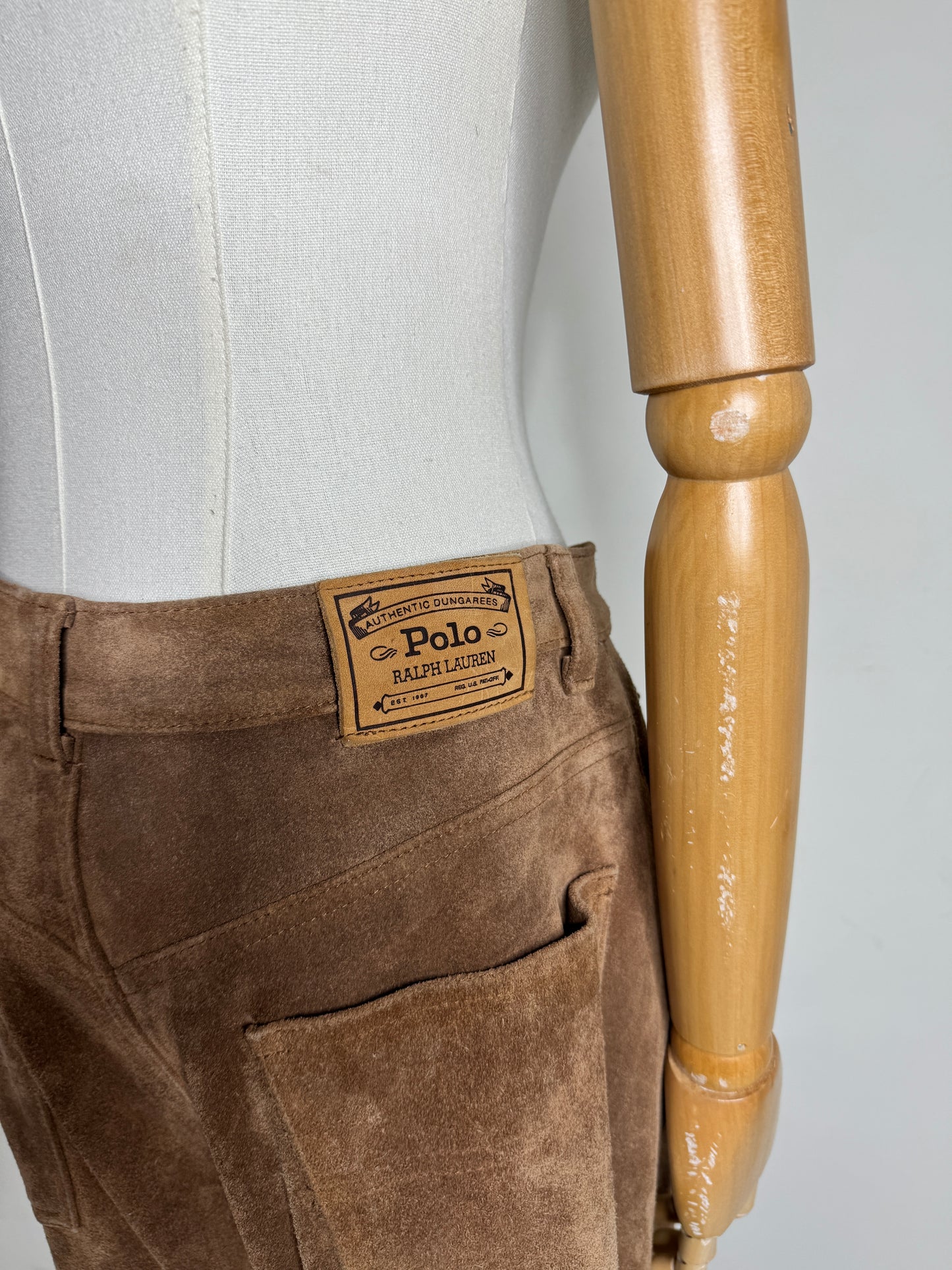 Ralph Lauren Brown Leather Suede Pants 1980s