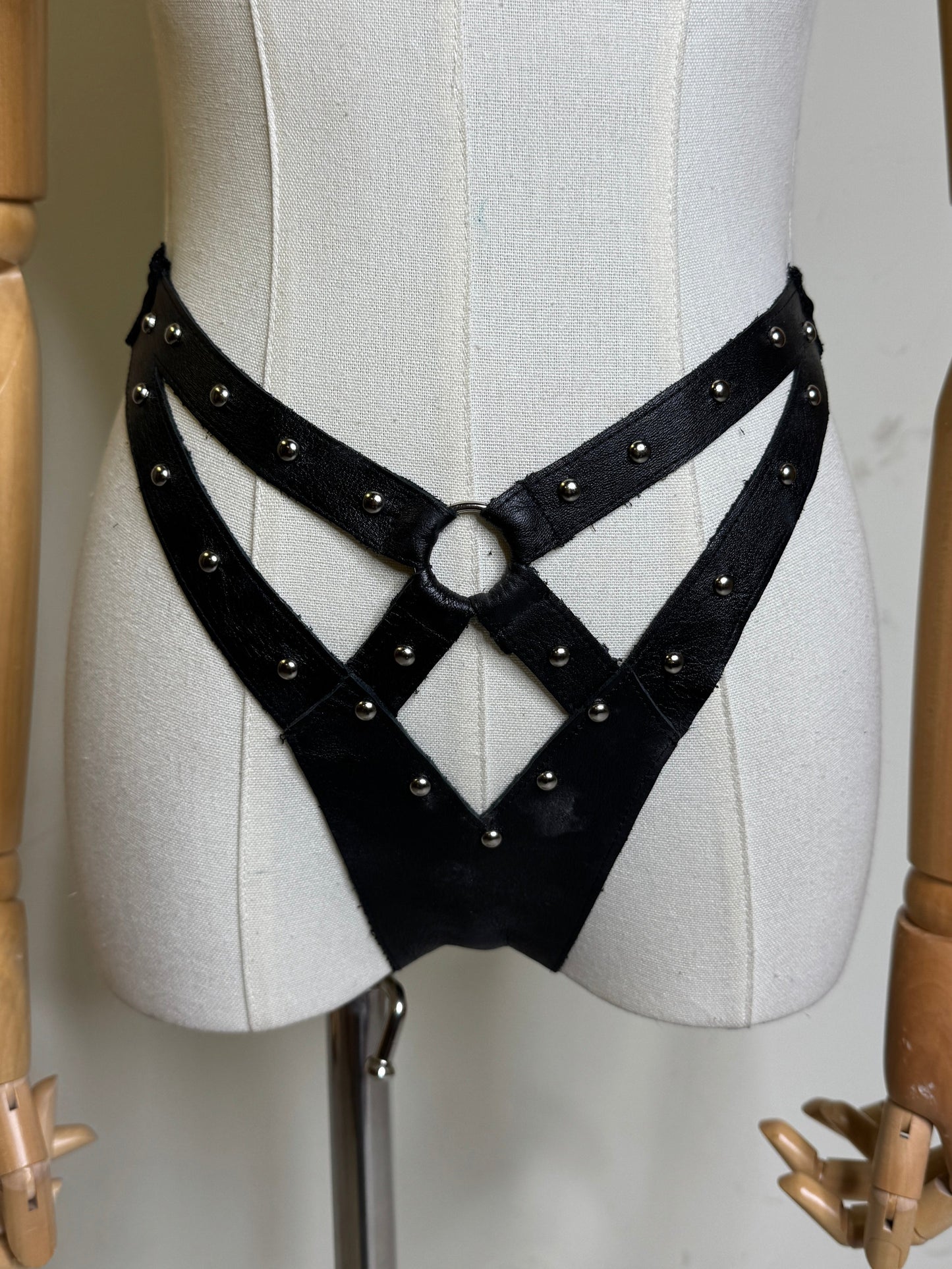 Leather Cut Out Studded Panties