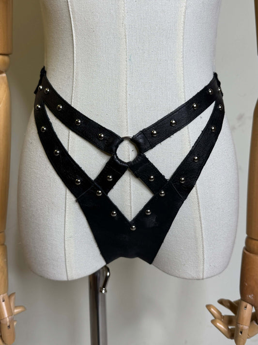Leather Cut Out Studded Panties