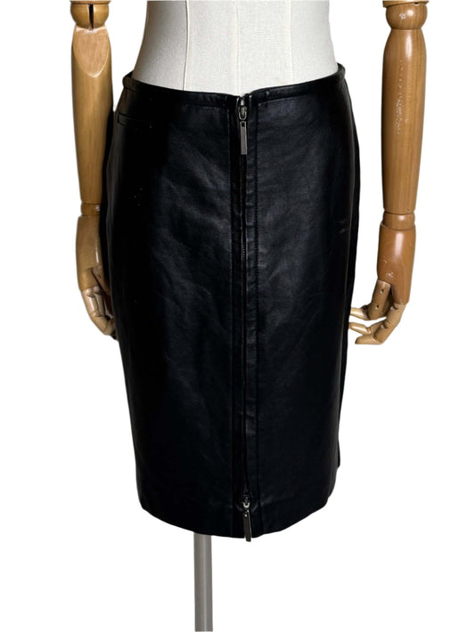 Express Black Leather Mini Pencil Skirt 1990s