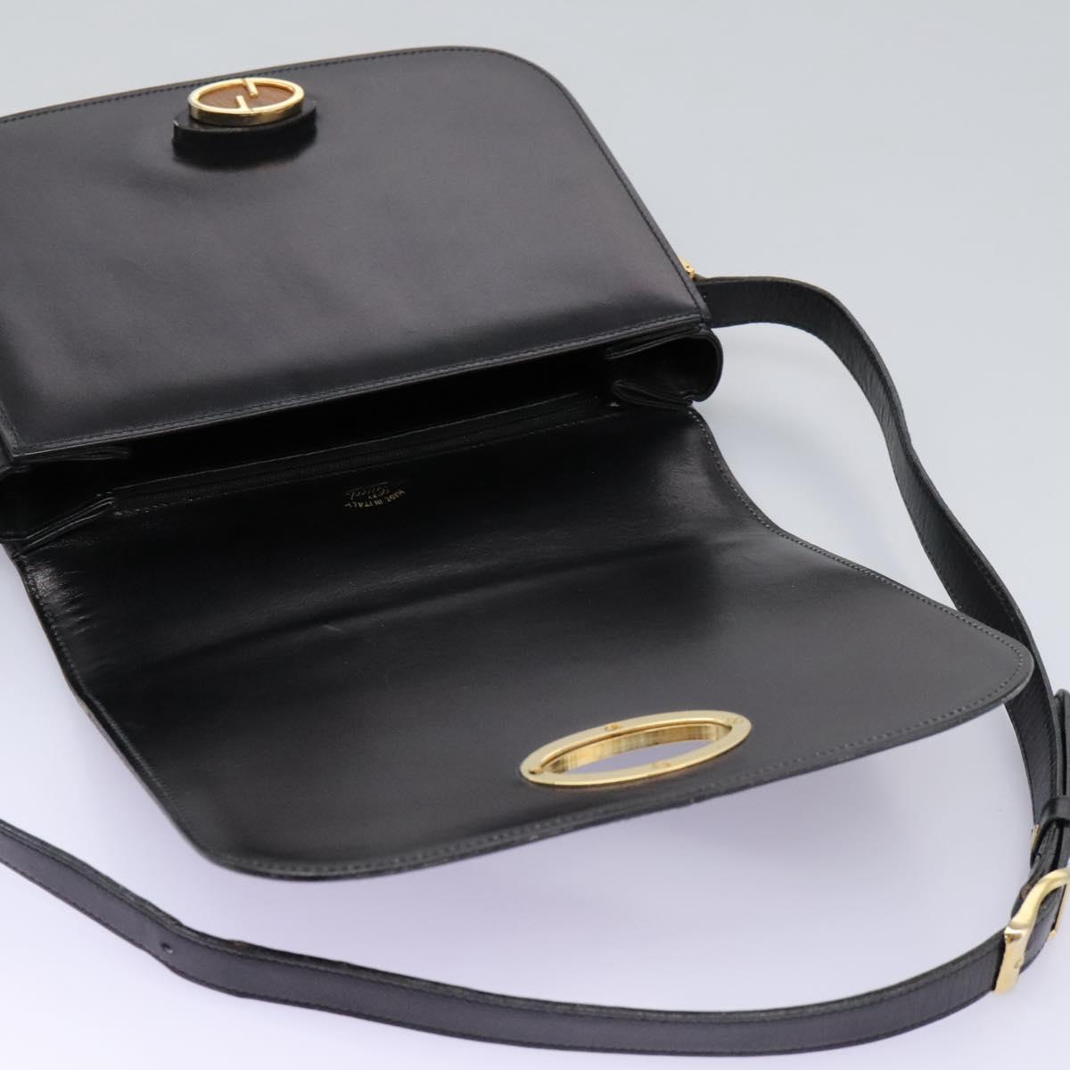 Gucci Black Leather Shoulder Bag 1970s