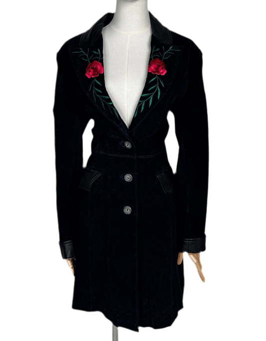 Margaret Godfrey, Black Suede Coat w/ Embroidery