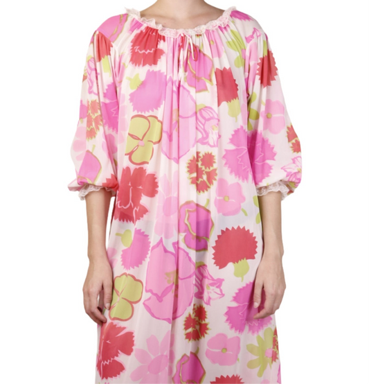 Pink Flower Print House Dress 1960s