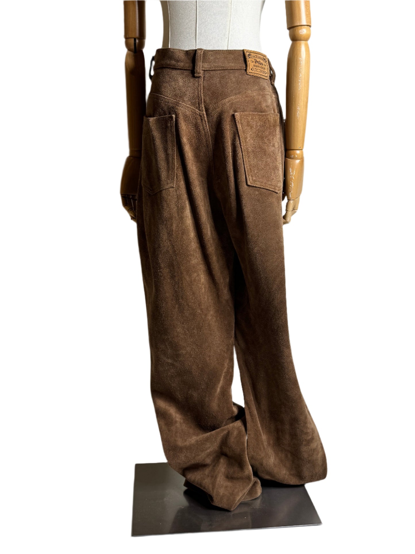 Ralph Lauren Brown Leather Suede Pants 1980s