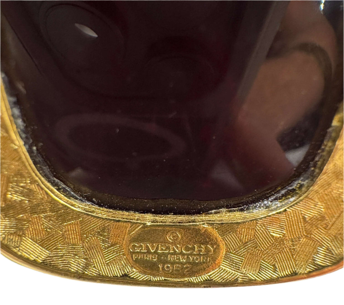 Givenchy 1982, Gold Necklace w/ Red Lucite Pendant 1980s