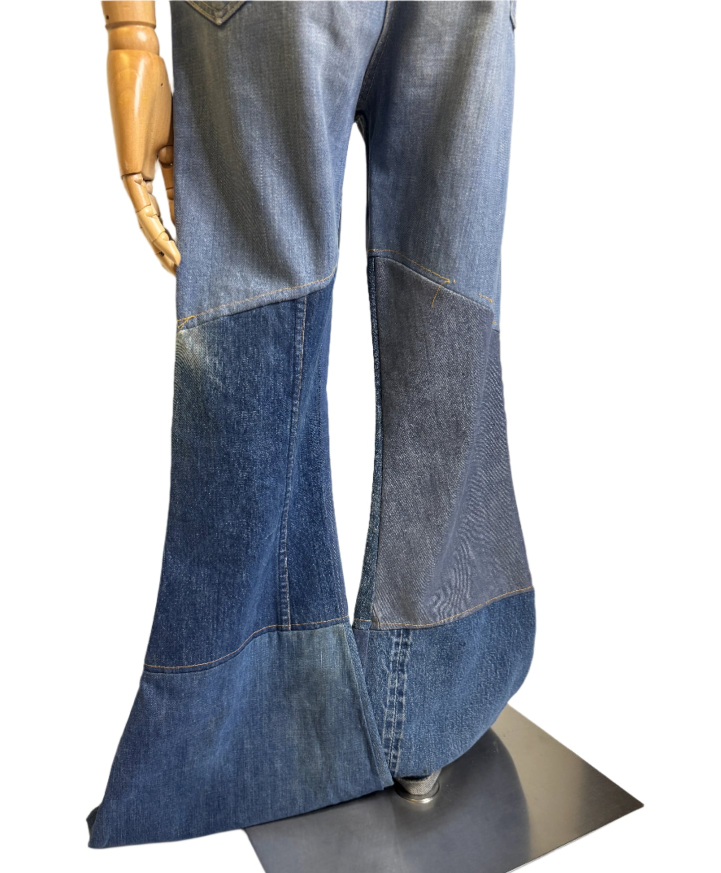 Jane Birkin Pieced Denim Bell Bottom Jeans 1970s