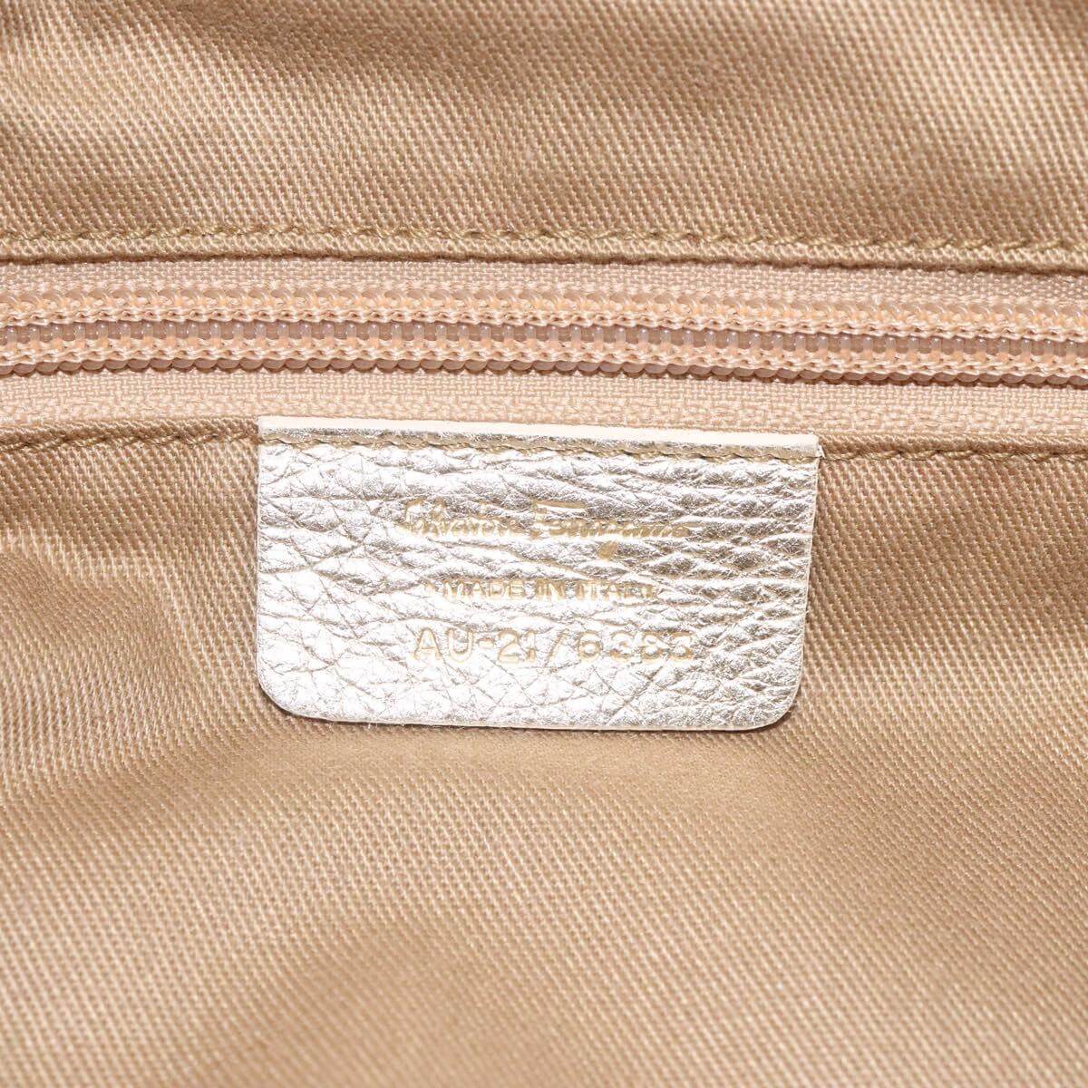 Ferragamo Gancini Gold Leather Shoulder Bag 2000s