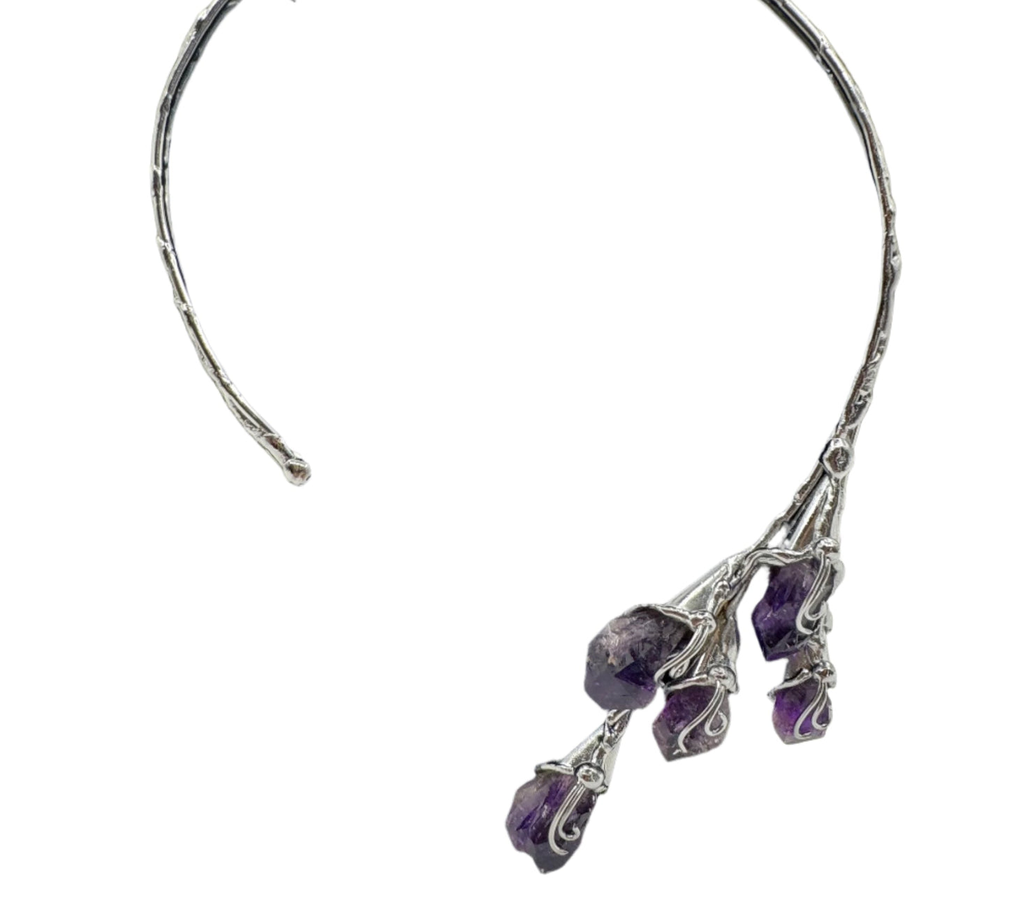 Silver Plated & Amethyst Bar Necklace 1990s