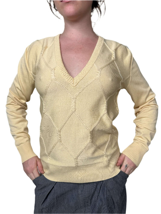 Givenchy Sport, Butter Yellow Cable Sweater 1970s