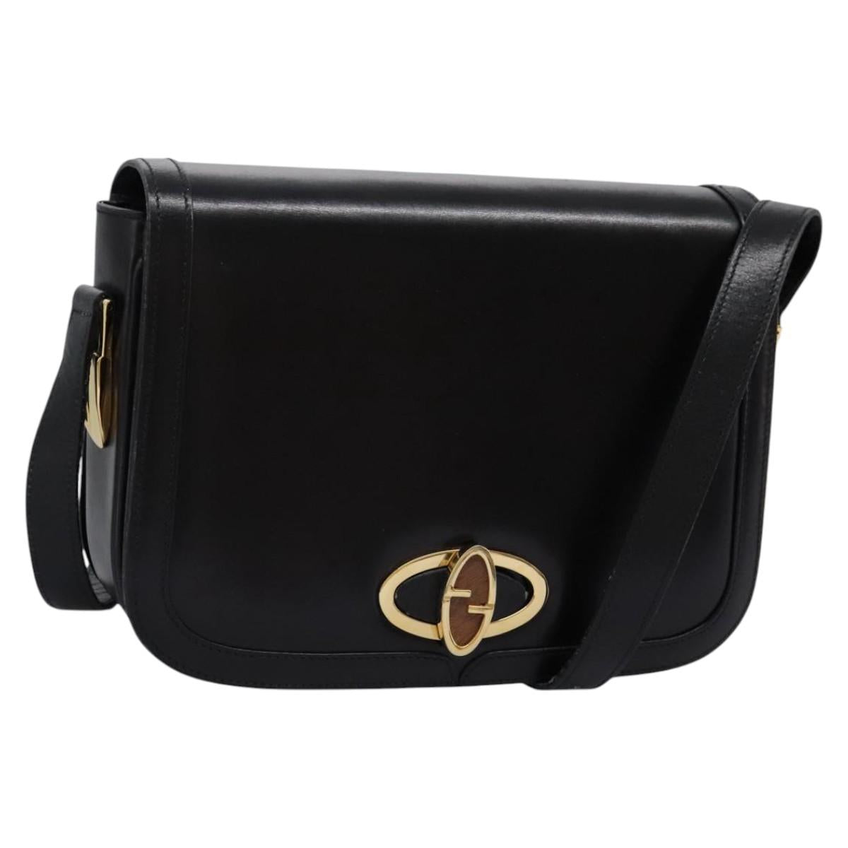 Gucci Black Leather Shoulder Bag 1970s
