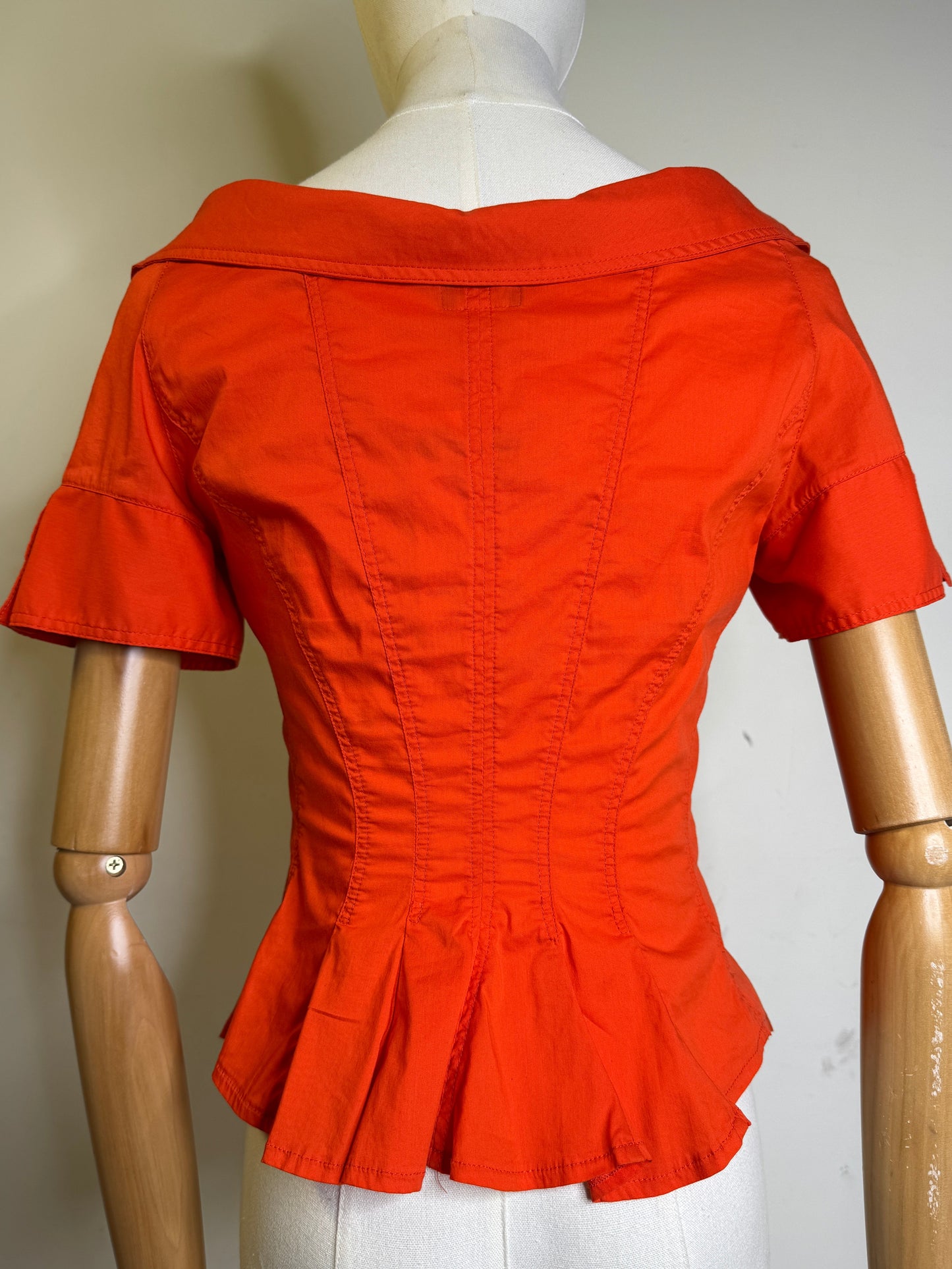 Armani Jeans, Orange Cotton Paneled Top 2001