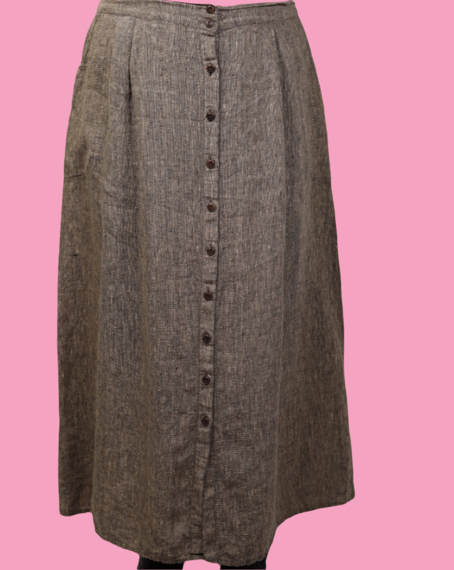 Flax, Green Linen Maxi Skirt 1990s