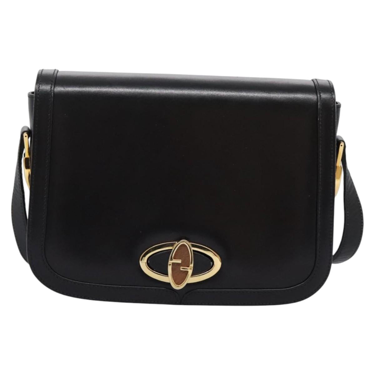 Gucci Black Leather Shoulder Bag 1970s