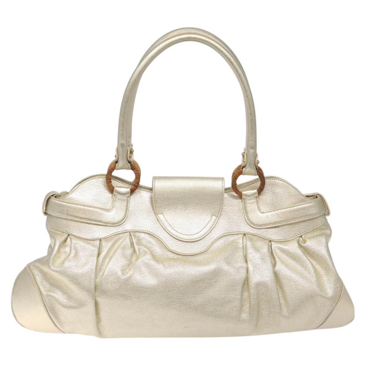 Ferragamo Gancini Gold Leather Shoulder Bag 2000s