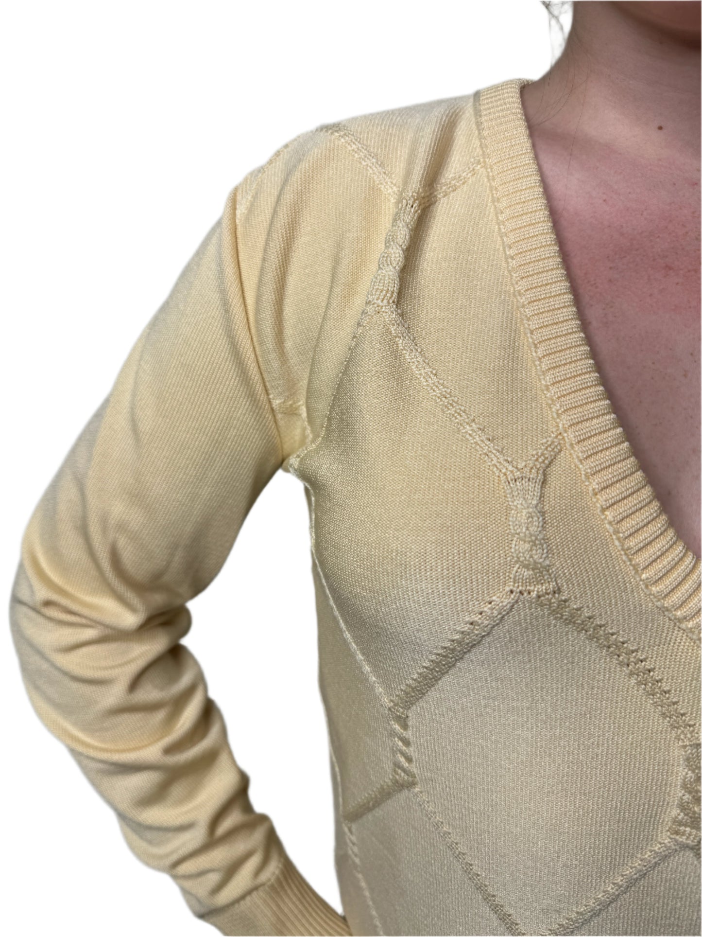 Givenchy Sport Butter Yellow Cable Sweater 1970s