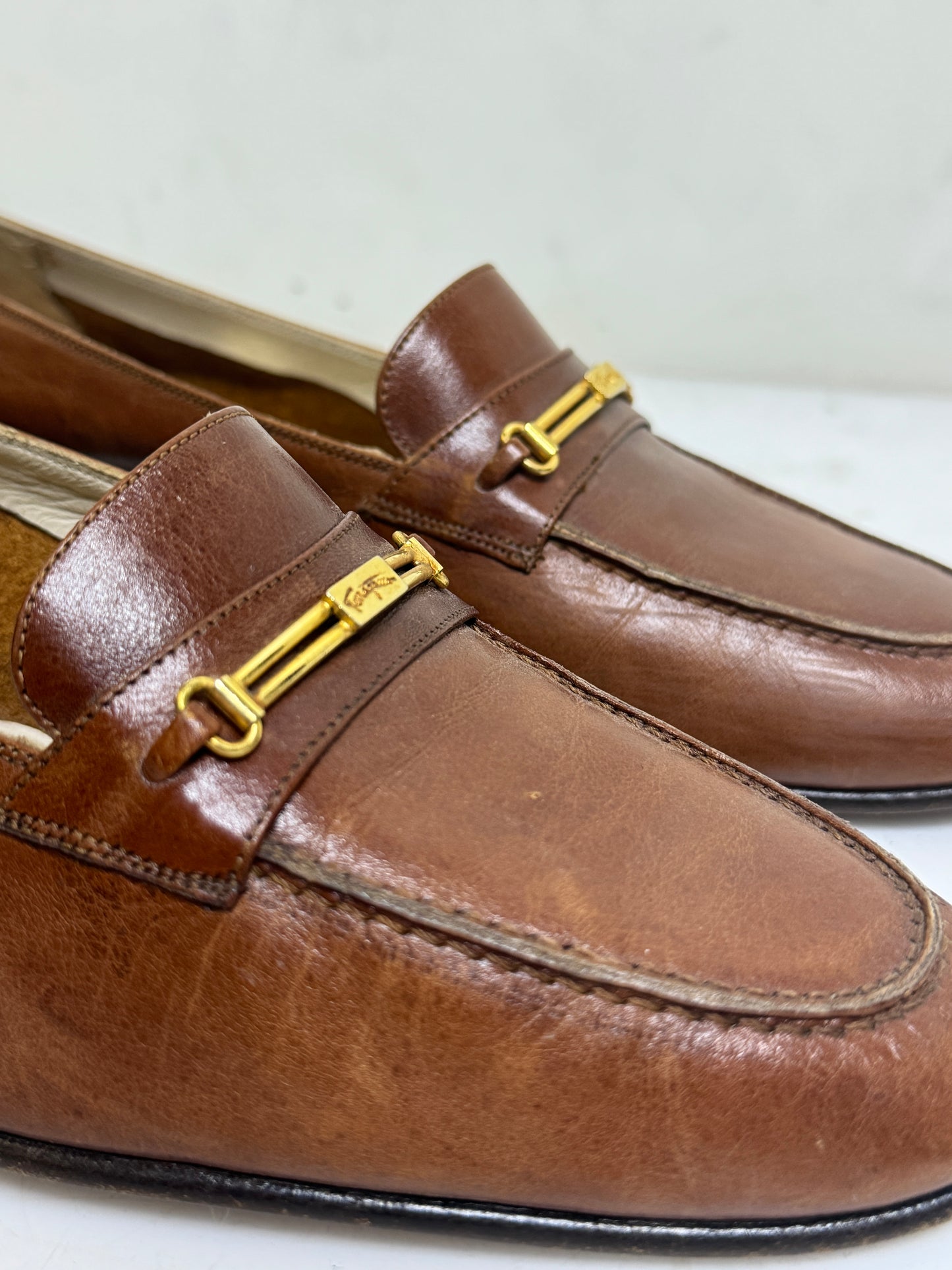 Ferragamo Brown Leather Heels 70s