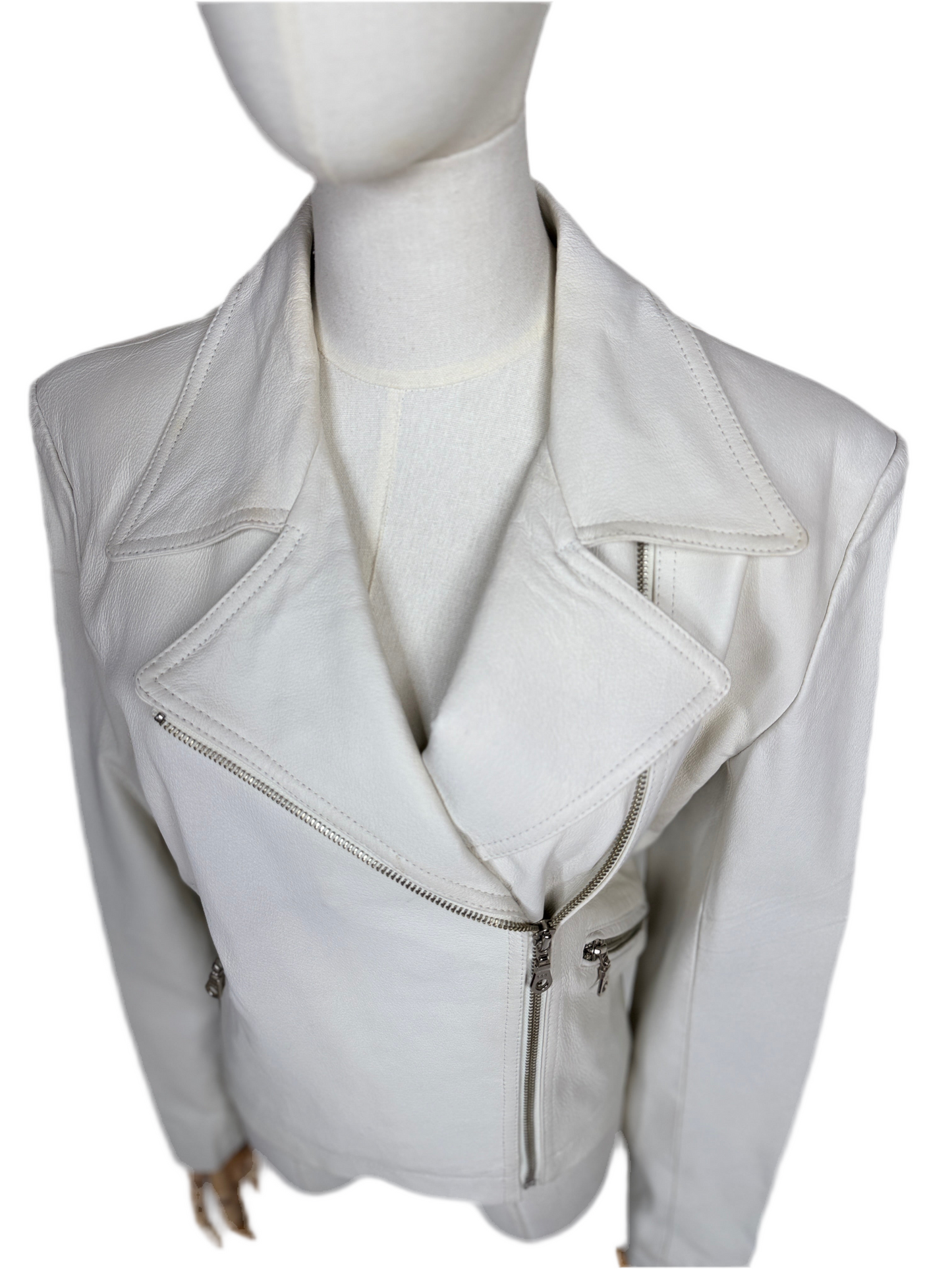 1970s Newport News White Leather Jacket