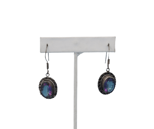 Mystic Topaz & Sterling Dangle Earrings 1970s