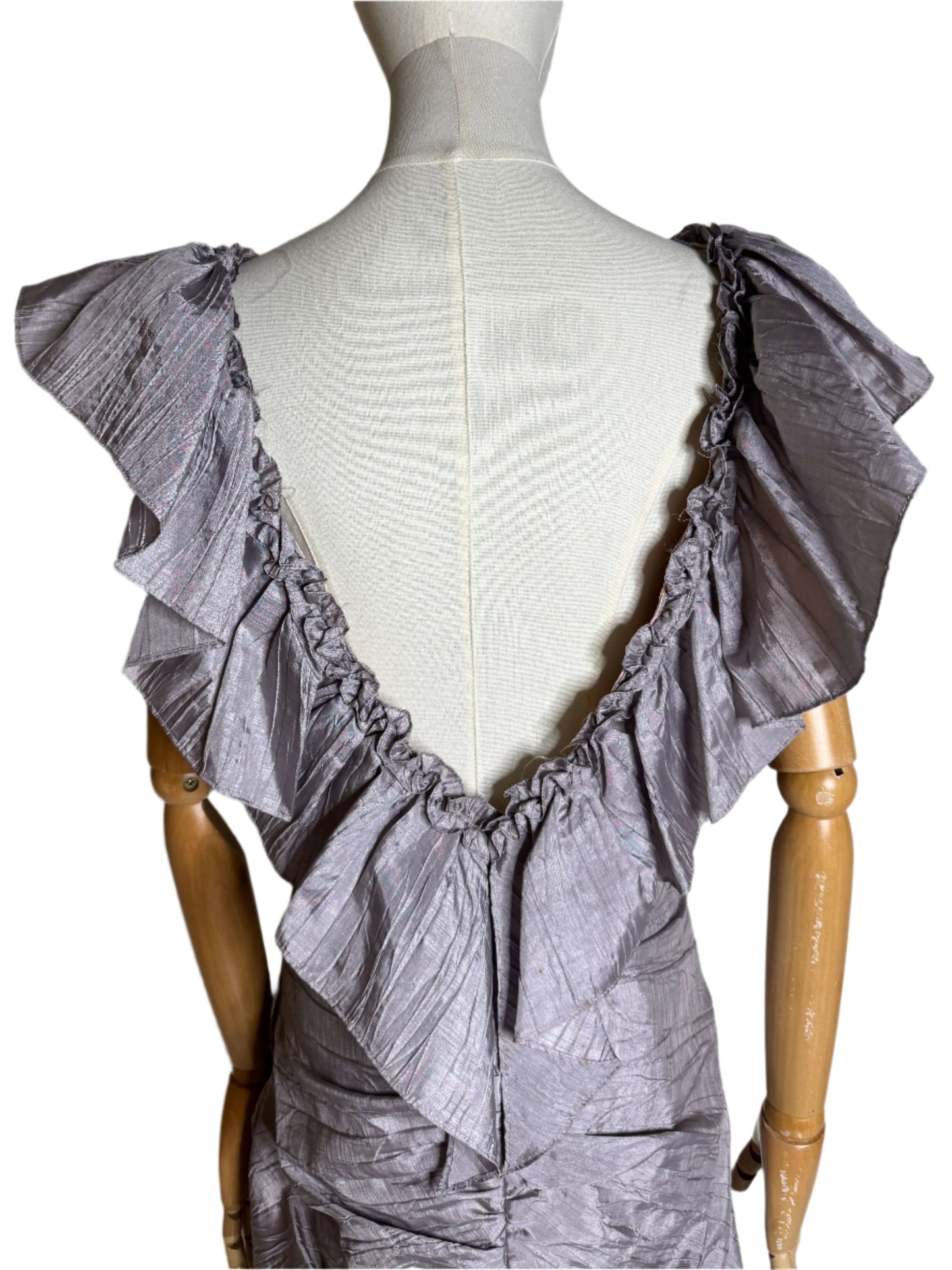 Lavender Rose Embellished 1980s Ruffle Party Dress