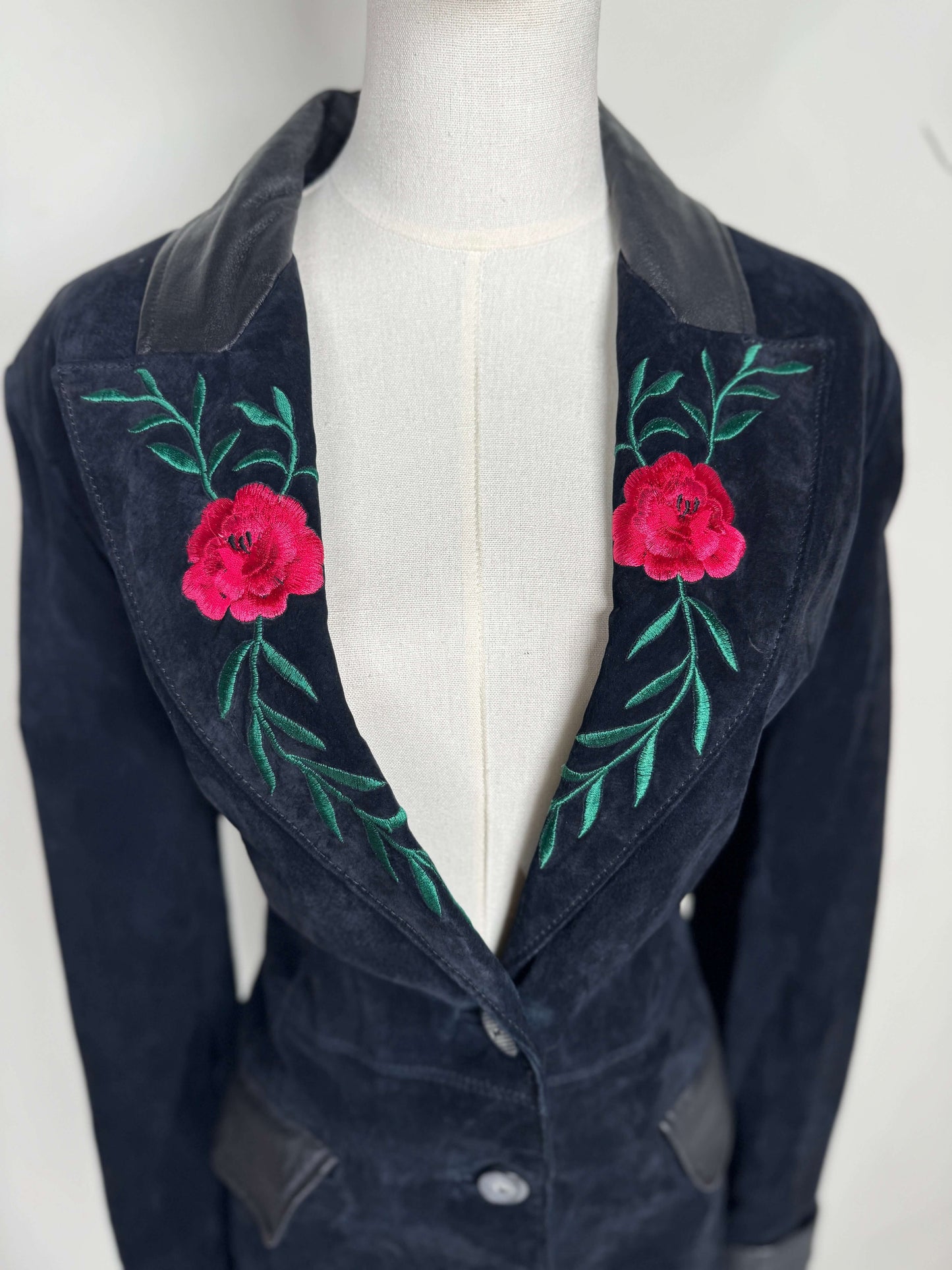 Margaret Godfrey, Black Suede Coat w/ Embroidery