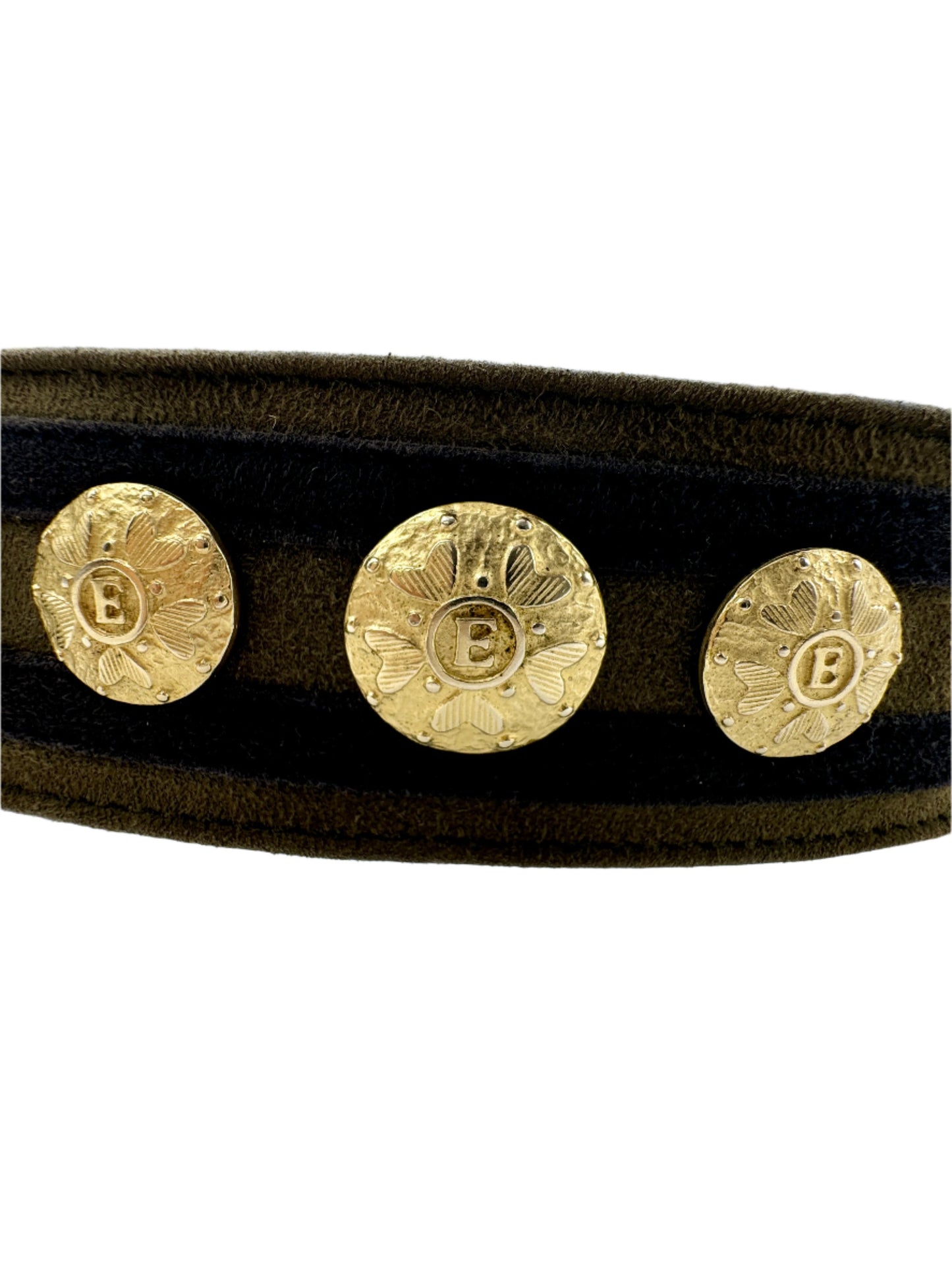 Escada Suede Striped Belt w/ Medallions 1980s