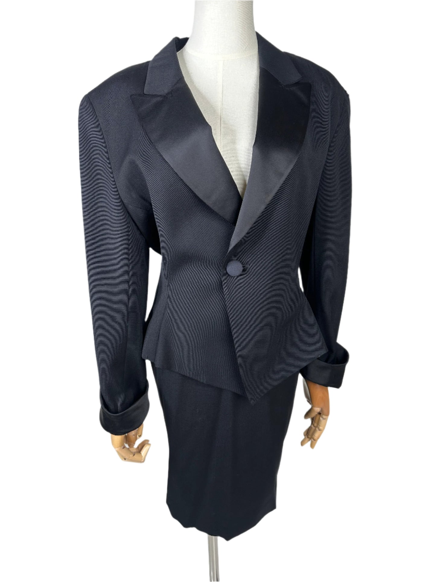 Christian Dior, Black Jacket & Skirt Suit Set 1980s